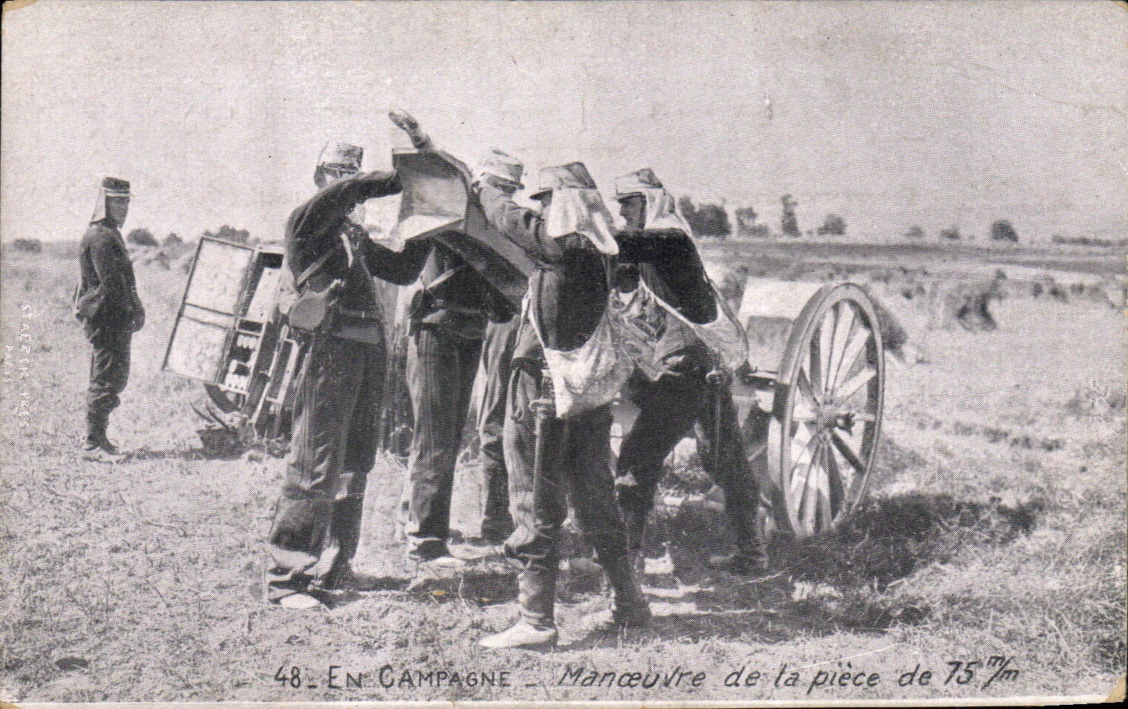 CPA Militaria Manoeuvre de la pîace de 75mm