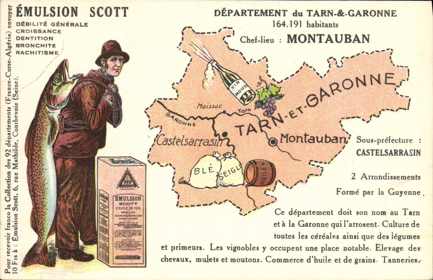 VINTAGE POSTCARD Emulsion Scott Department Tarn and the Garonne Montauban