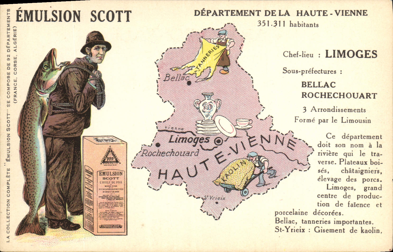 VINTAGE POSTCARD Emulsion Scott Department High Vienna Limoges Bellac Rochechouart