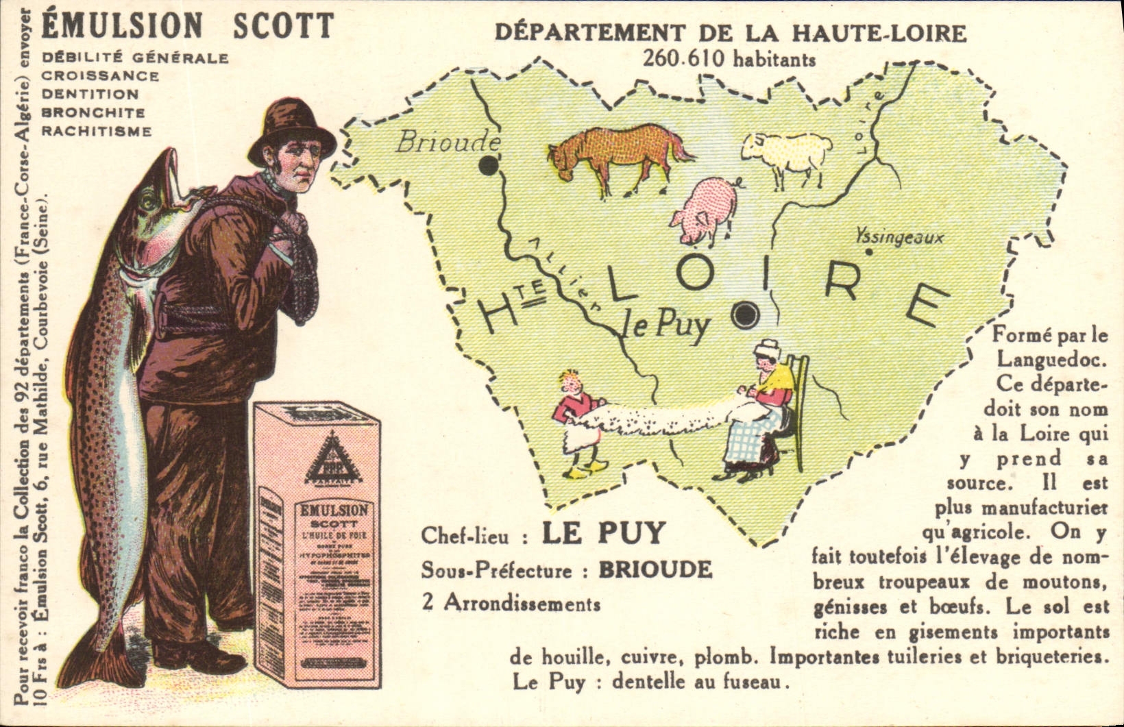 VINTAGE POSTCARD Emulsion Scott Department the High Loire Puy Brioude