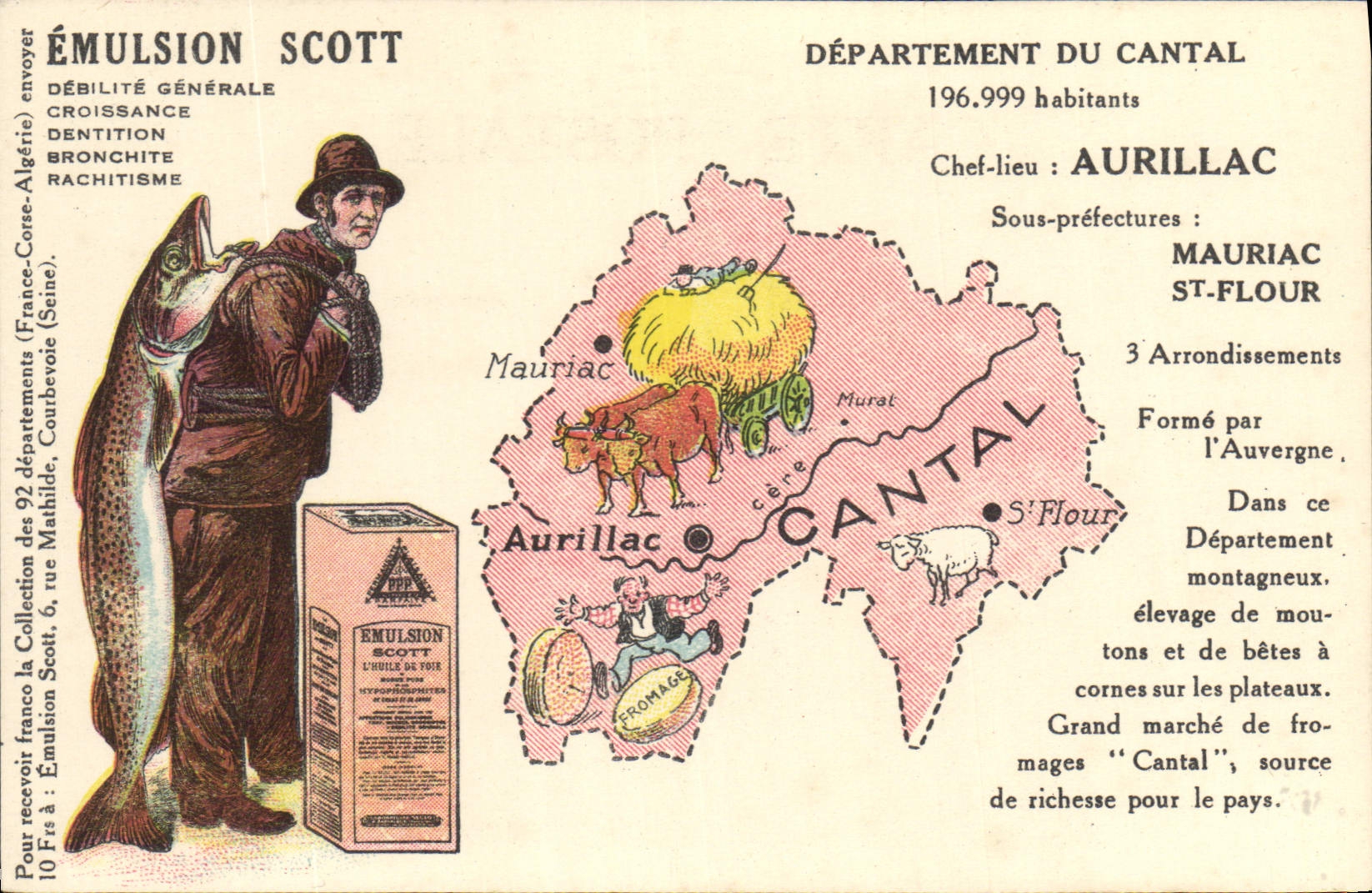 VINTAGE POSTCARD Emulsion Scott Department Cantal Aurillac Mauriac St Flour