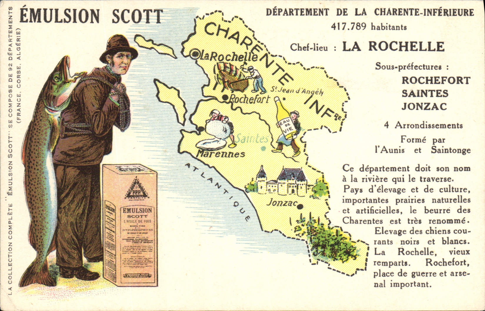VINTAGE POSTCARD Emulsion Scott Department La Rochelle Rochefort Saintes Jonzac