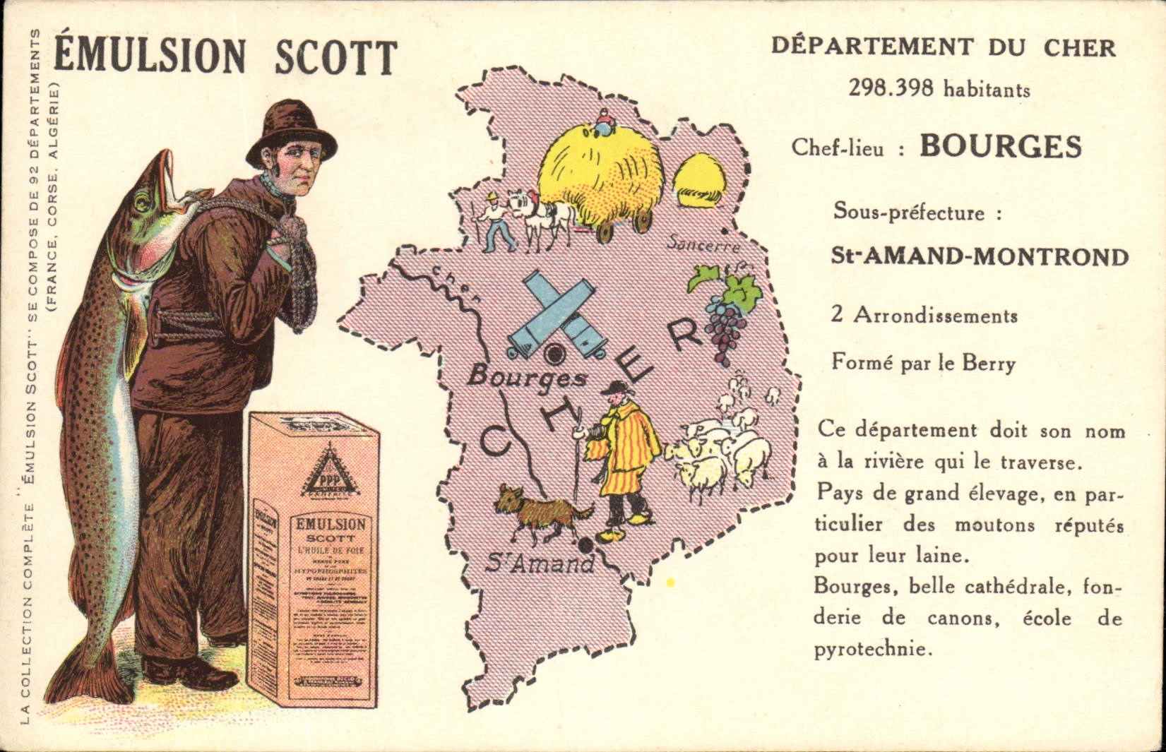 VINTAGE POSTCARD Emulsion Scott Department Dear Bourges St Amand Montrond