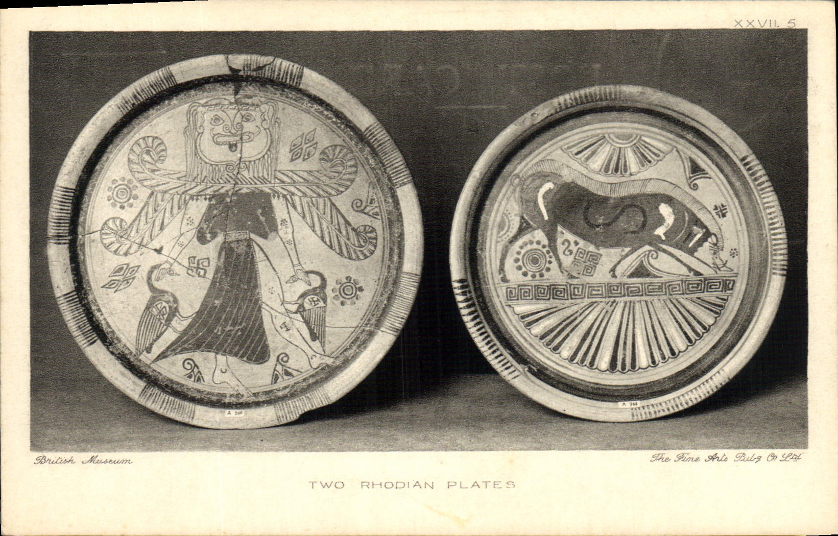 VINTAGE POSTCARD Potter Pottery London British Museum The Rhodian punts