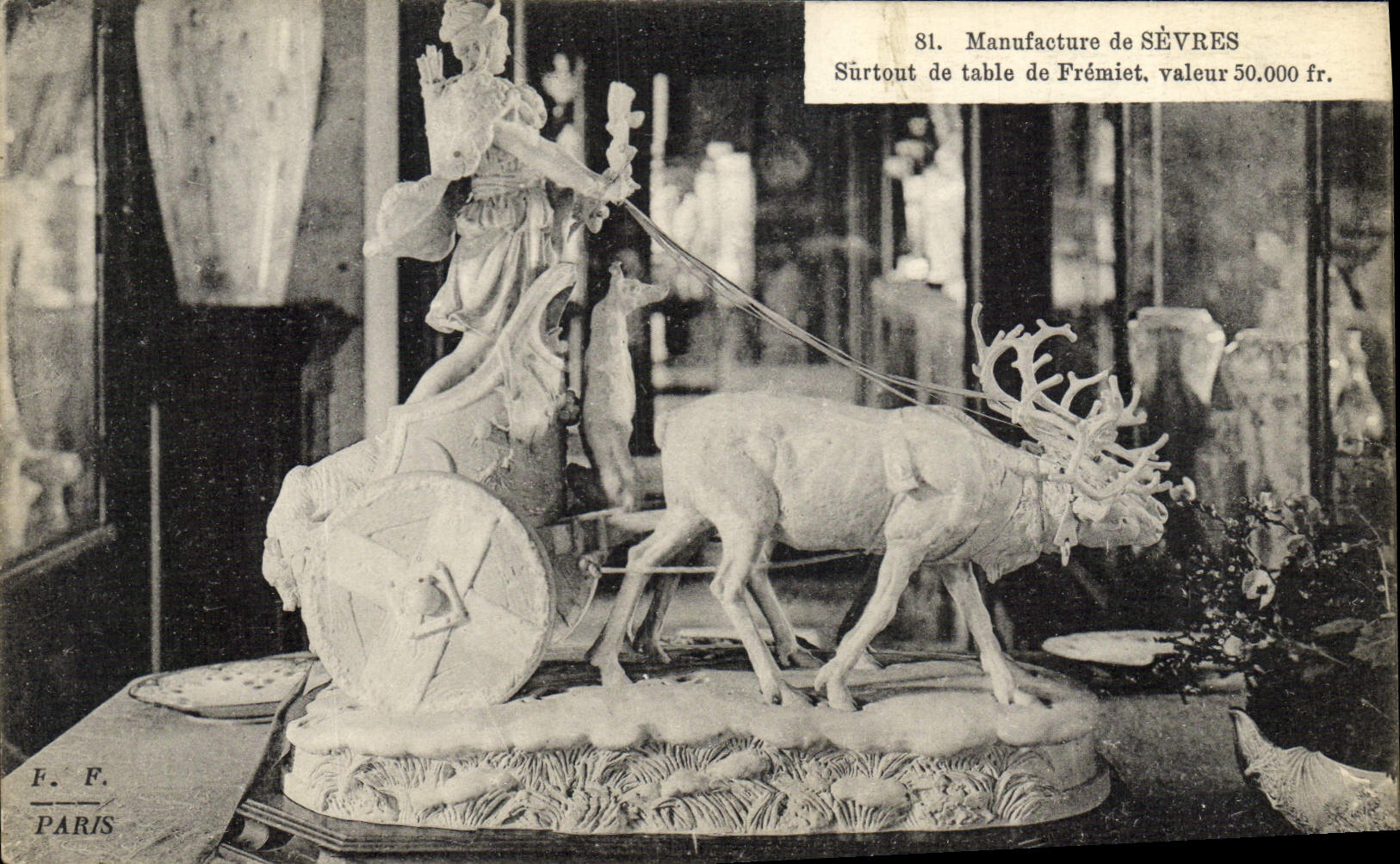 VINTAGE POSTCARD Potier Pottery Manufactures Separate Especially table of Fremiet