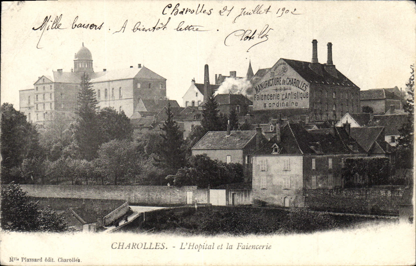 VINTAGE POSTCARD Potter Charolles Pottery the hospital and the faience manufacture