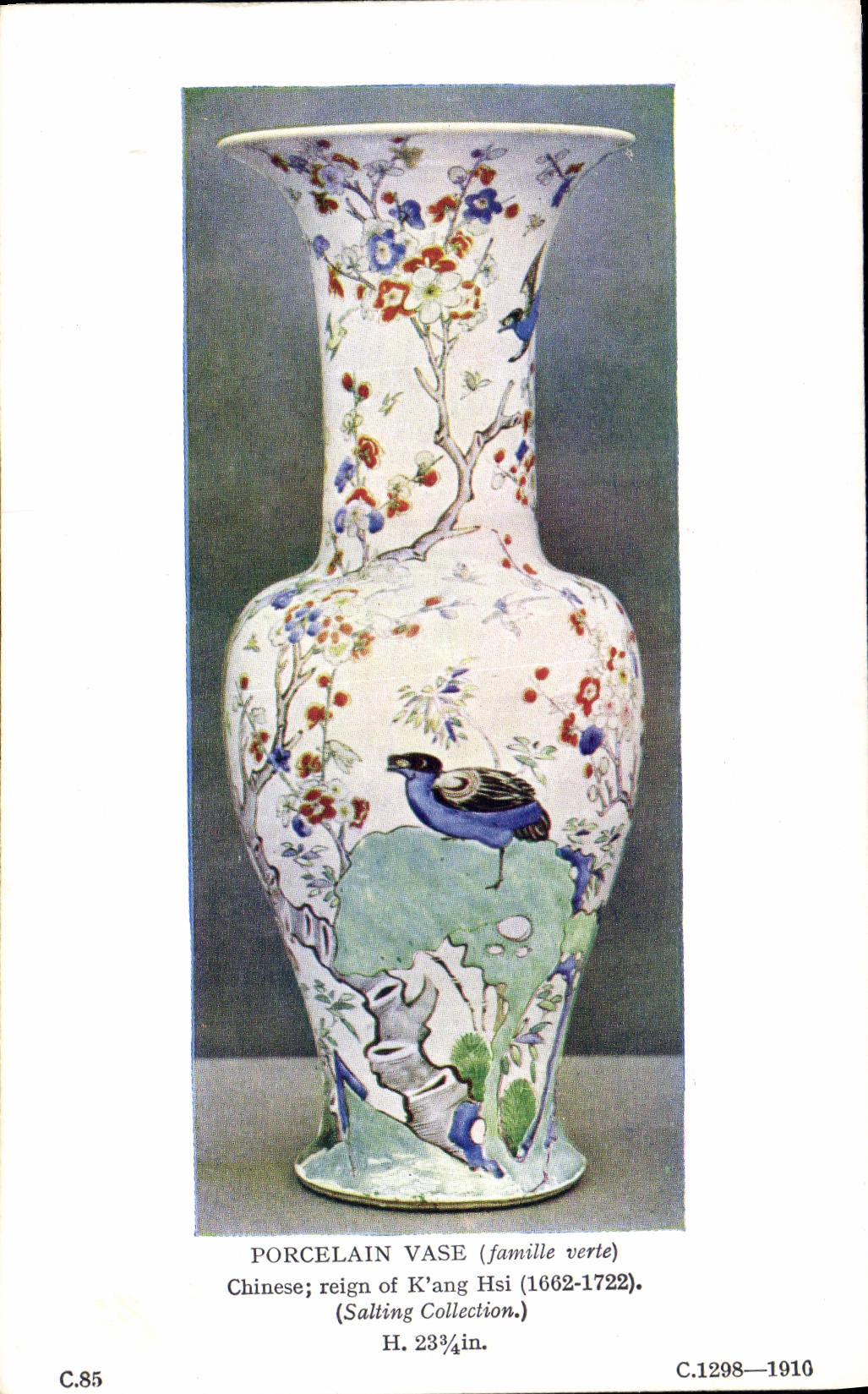 VINTAGE POSTCARD Potier Pottery Porcelain Vase China Clouded off Reign Kang Hsi Salting Collection