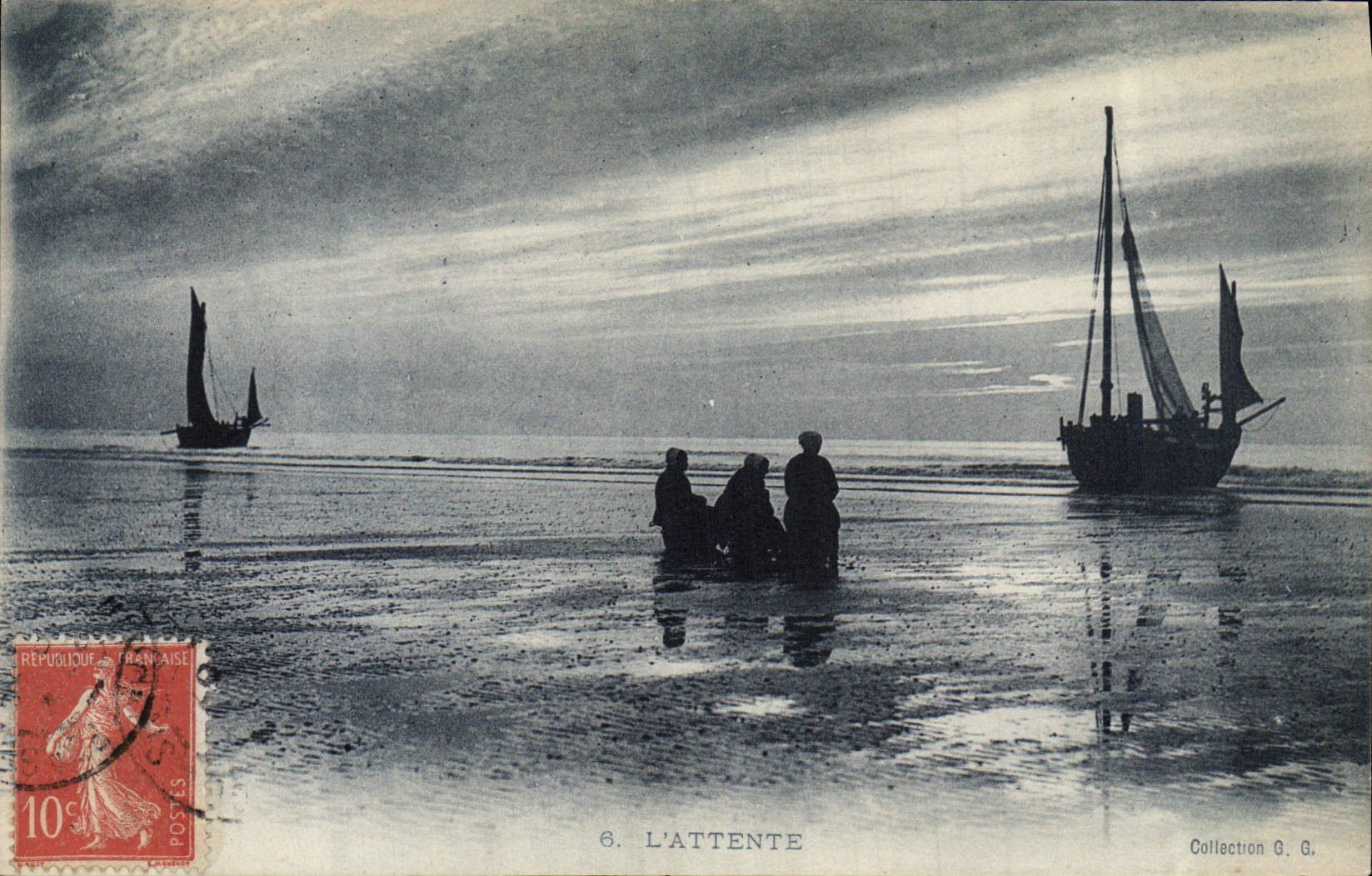 VINTAGE POSTCARD Boat of sin waiting