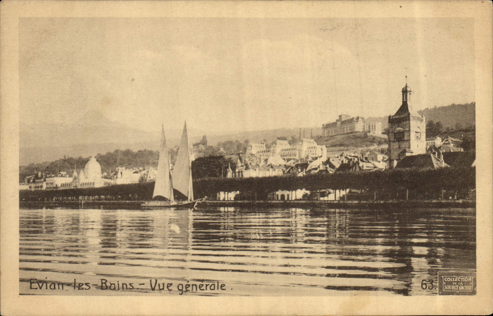 VINTAGE POSTCARD Boat of Evian sin les Bains View