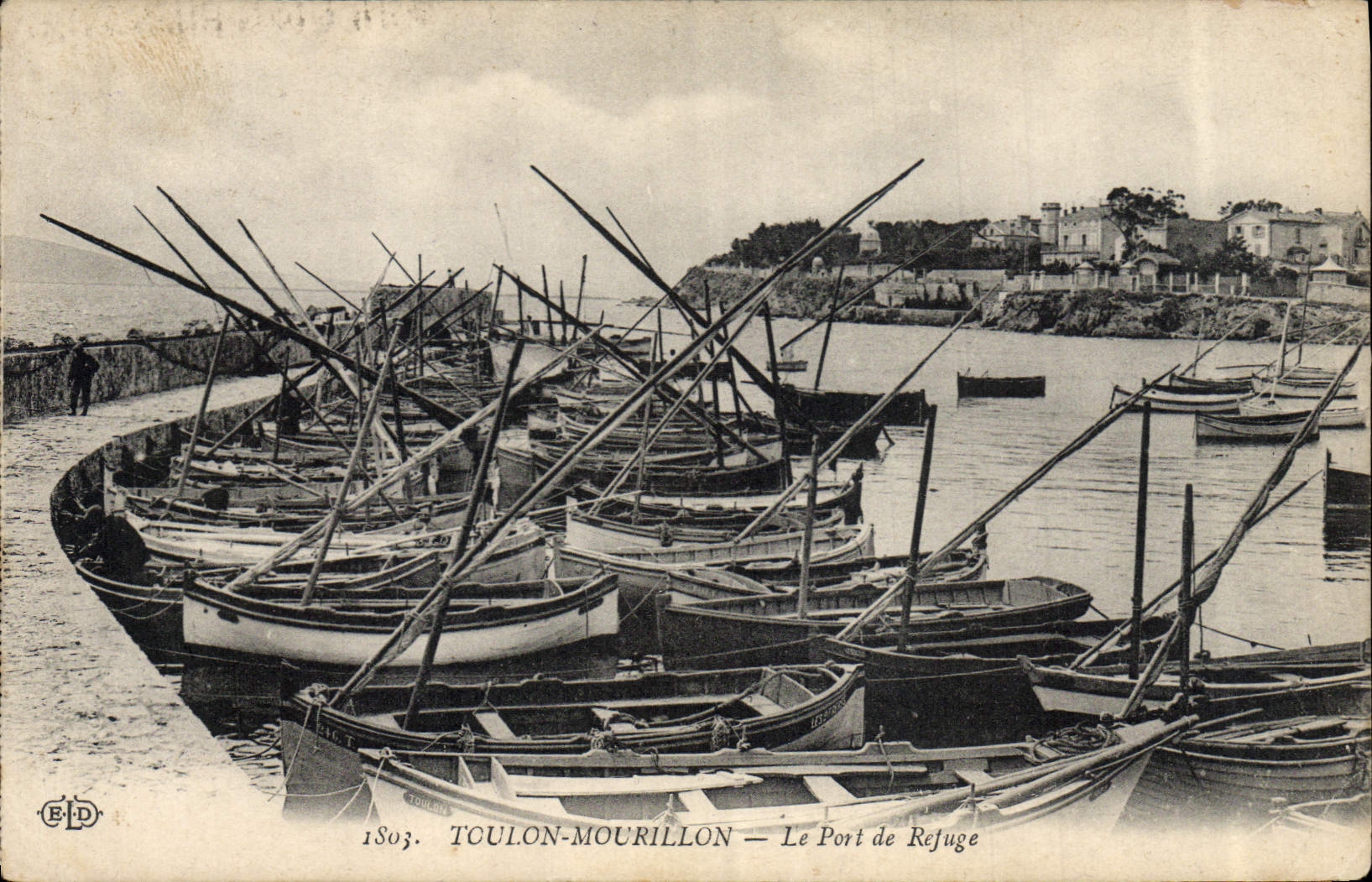 VINTAGE POSTCARD Boat of sin Toulon Mourillon the port of the refuge