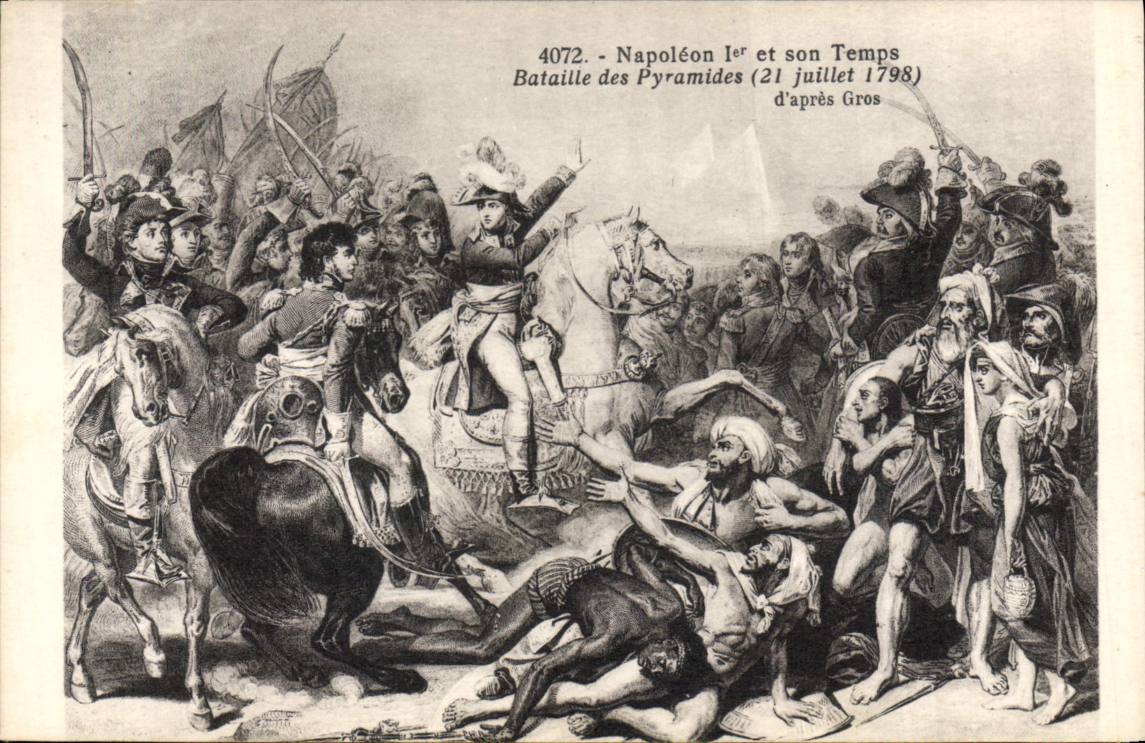 VINTAGE POSTCARD Napoleon 1st and his time Battle of the Pyramids July 21st, 1798