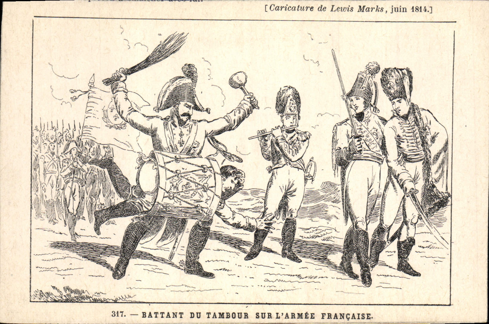 VINTAGE POSTCARD Beating drum on the French Army Louis Marks