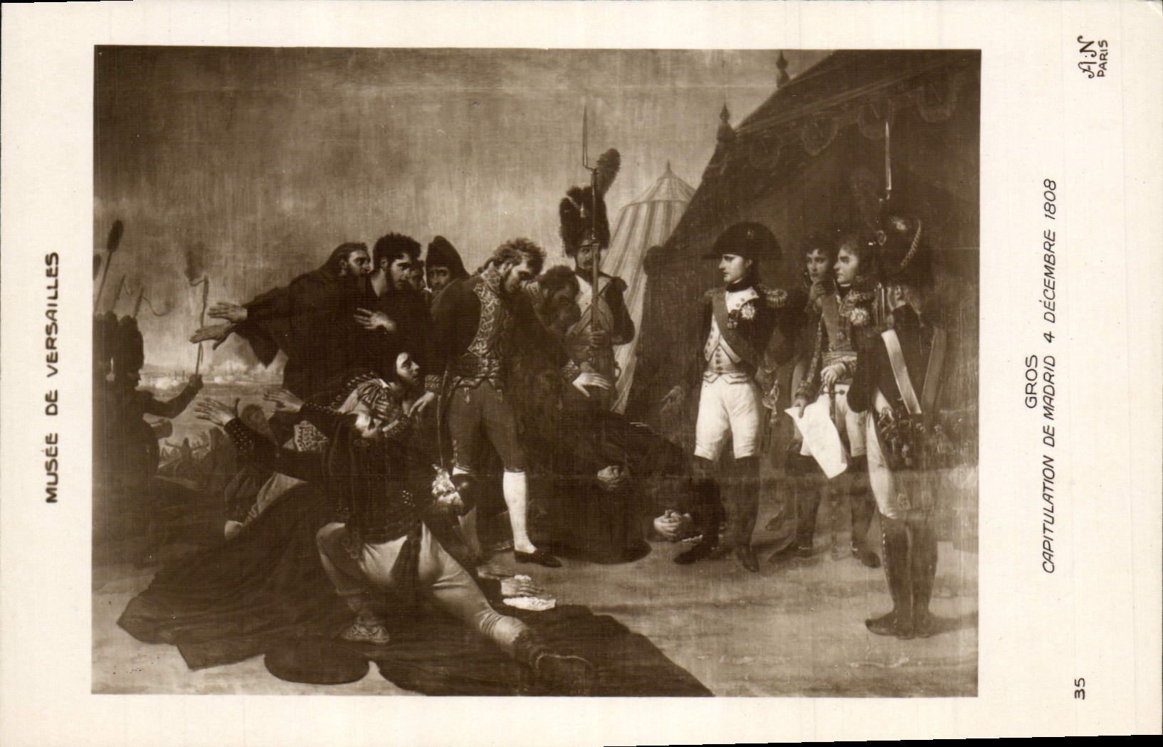 VINTAGE POSTCARD Napoleon 1st Museum of Versailles Large Capitulation of Madrid December 4th, 1808