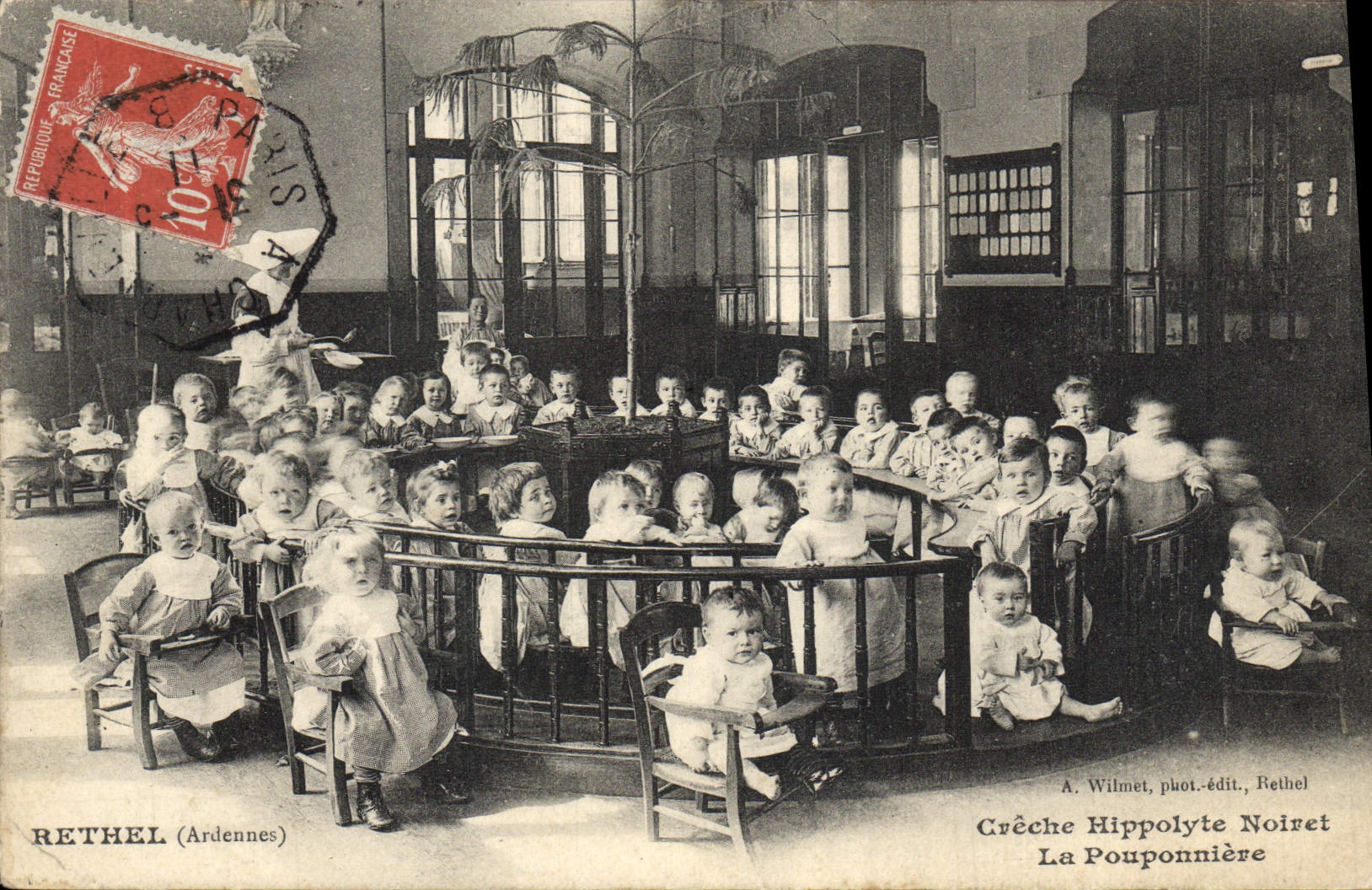 VINTAGE POSTCARD Children Rethel Crib Hippolyte Noiret Pouponniere Nun