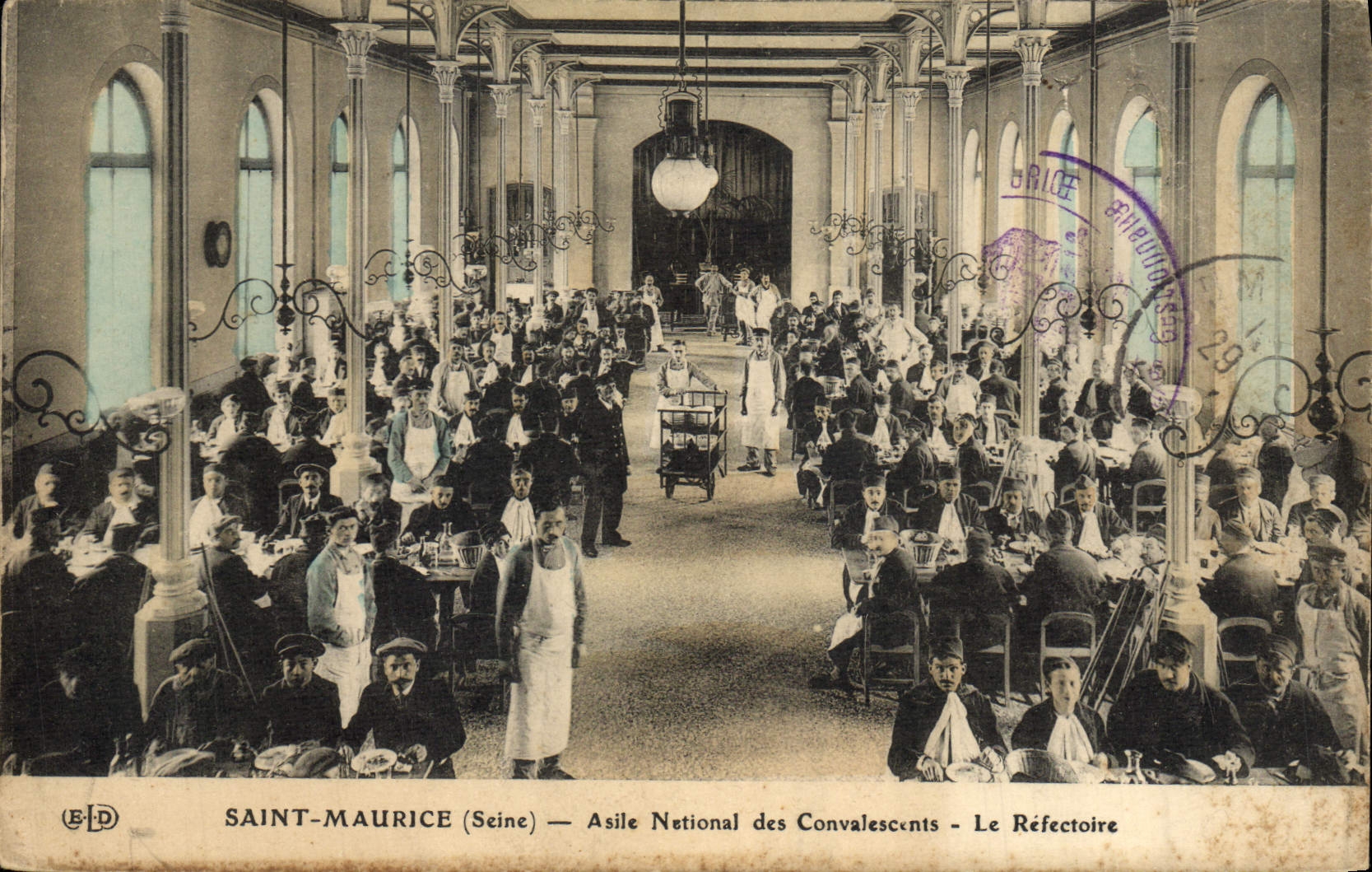 VINTAGE POSTCARD Holy Maurice national Asylum of the convaslescents the refectory