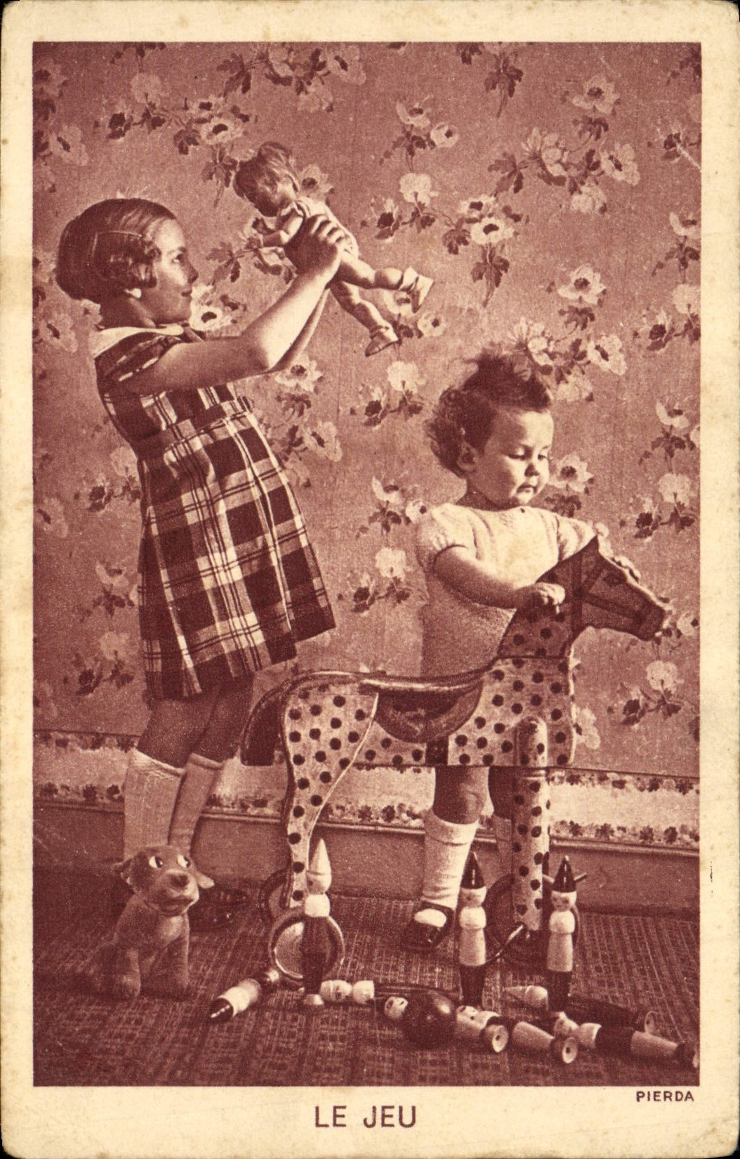 VINTAGE POSTCARD Children the play Horse Headstock