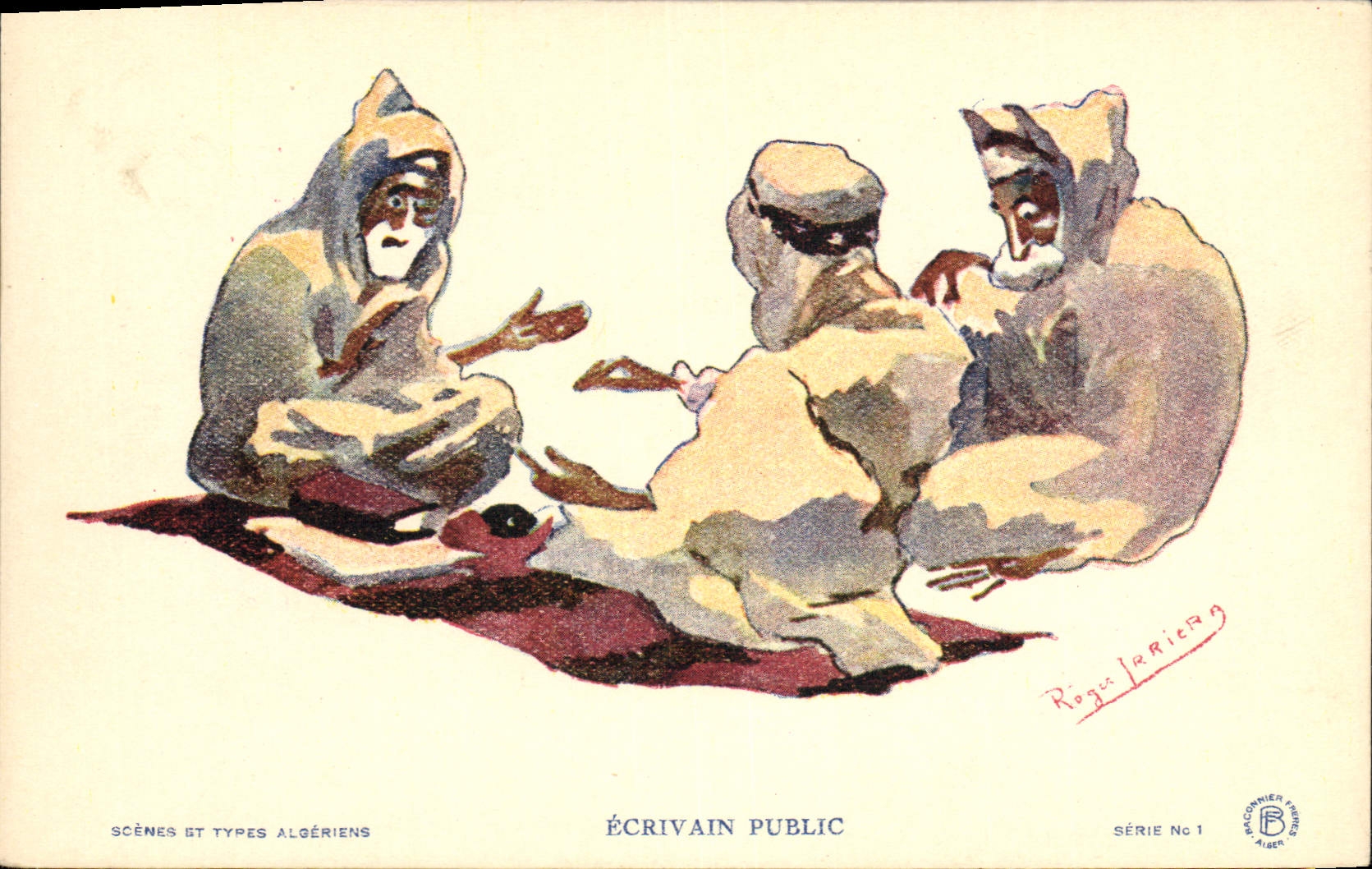 CPA Fantaisie Illustrateur Afrique du Nord Algerie Ecrivain public