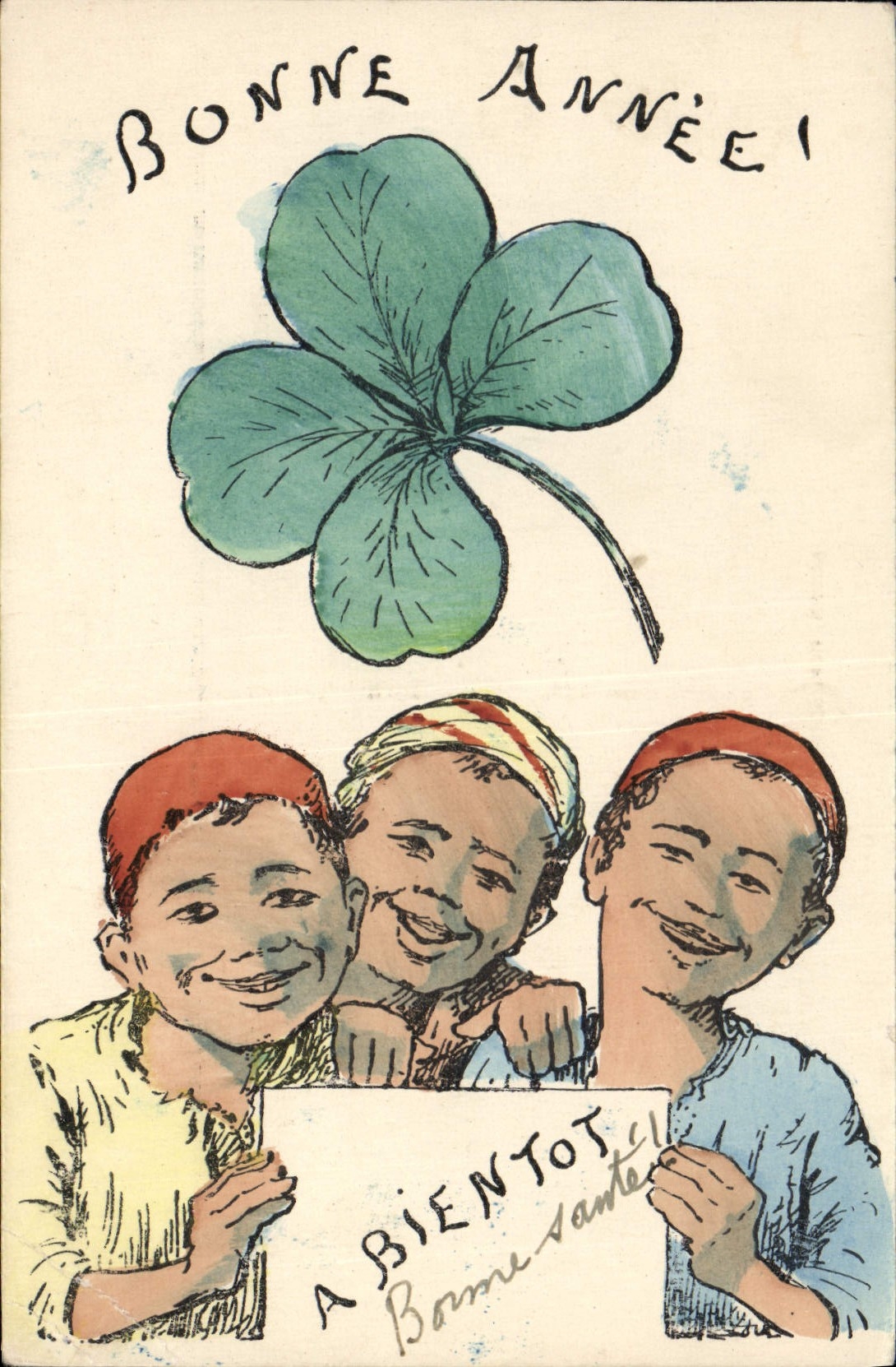 CPA Fantaisie Illustrateur Afrique du Nord Bonne annee