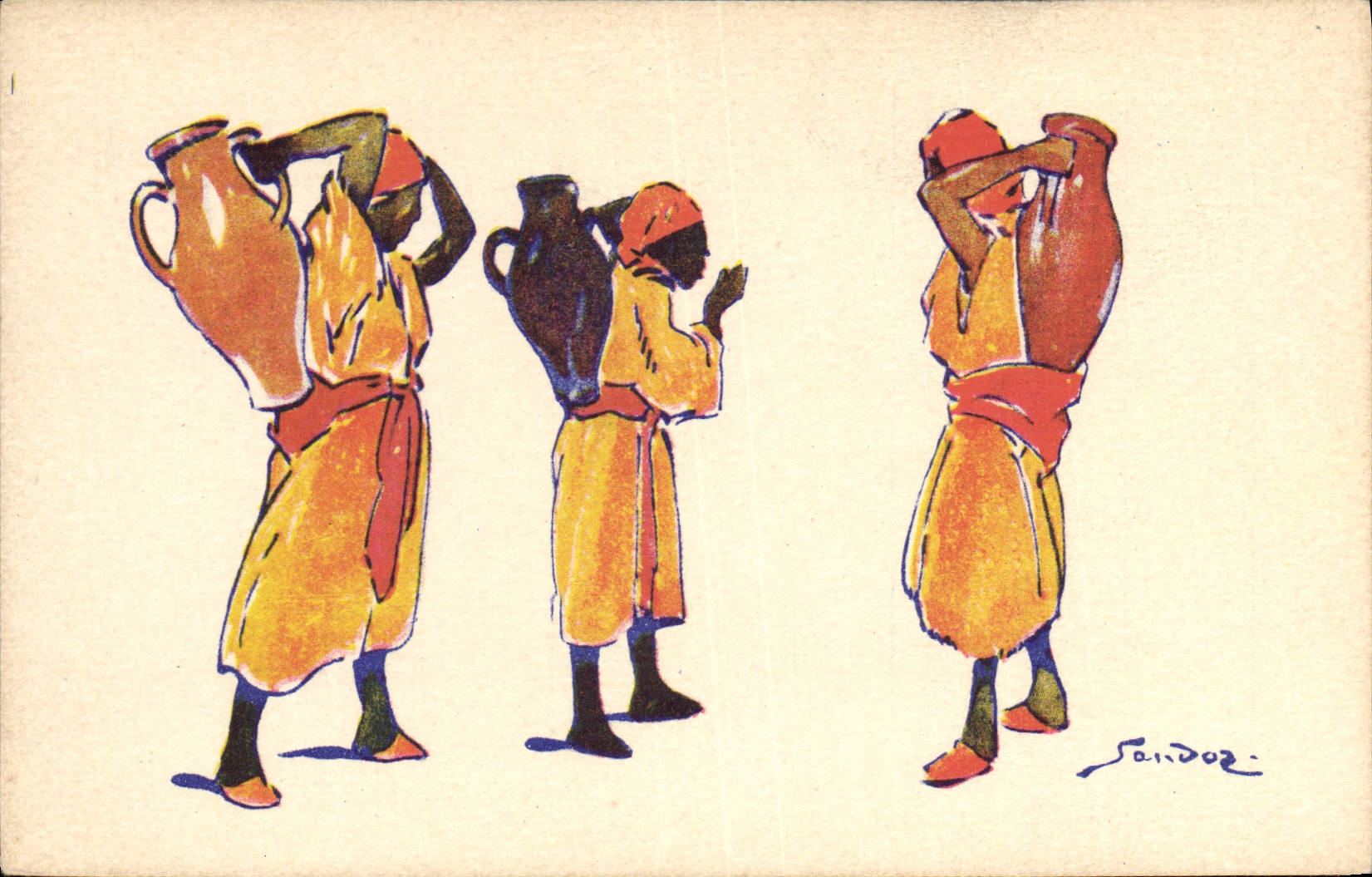 CPA Fantaisie Illustrateur Afrique du Nord Sandoz