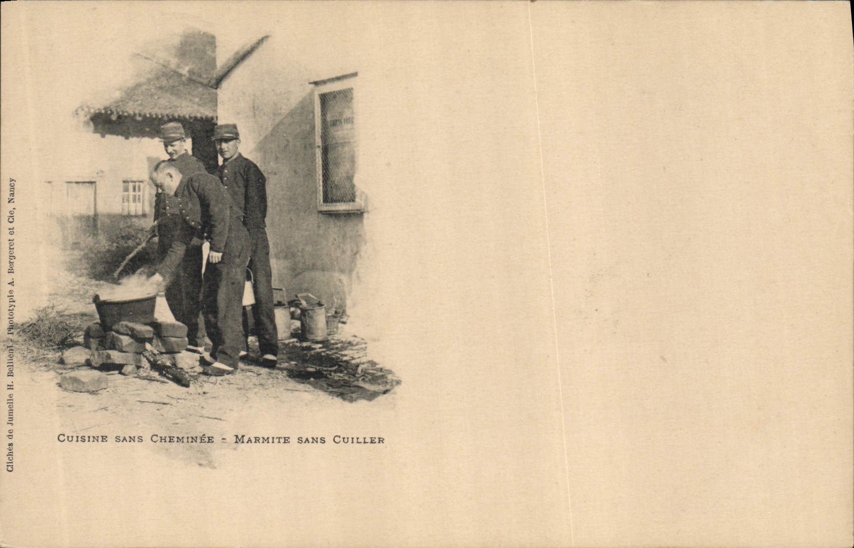 VINTAGE POSTCARD Militaria Cooks without Marmite chimney without spoon