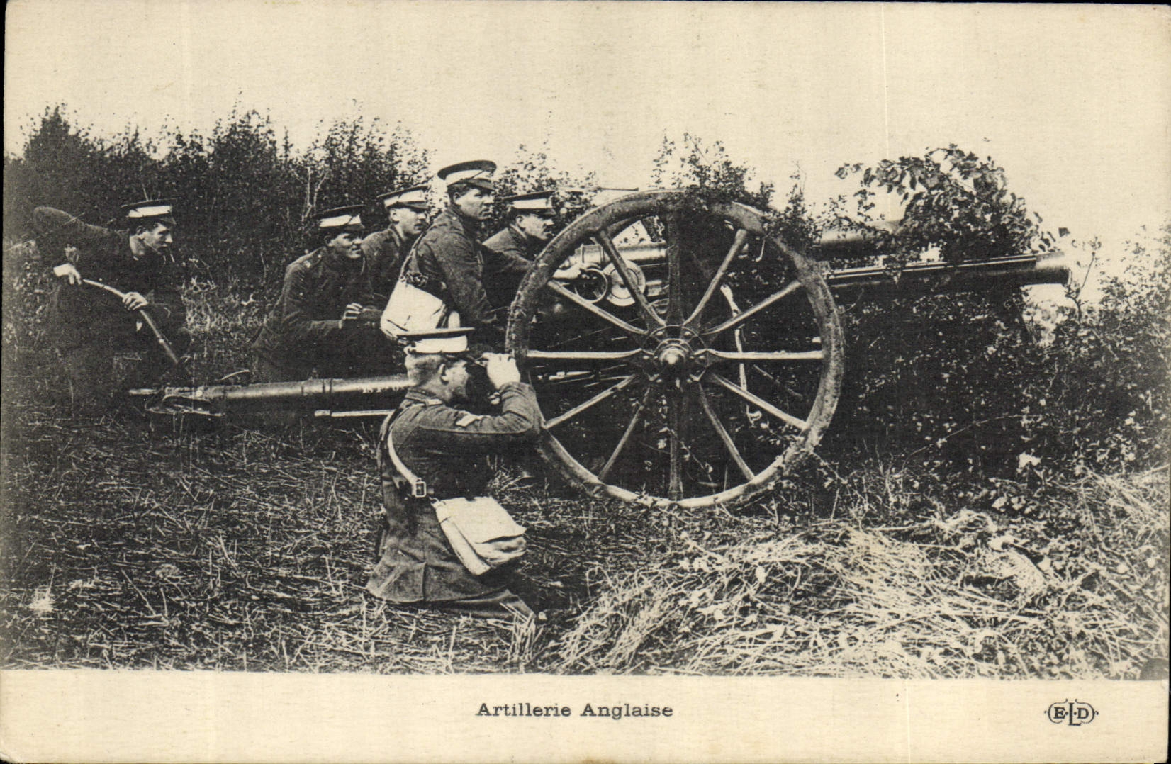 Artillería inglesa Canon de Militaria de la POSTAL de la VENDIMIA