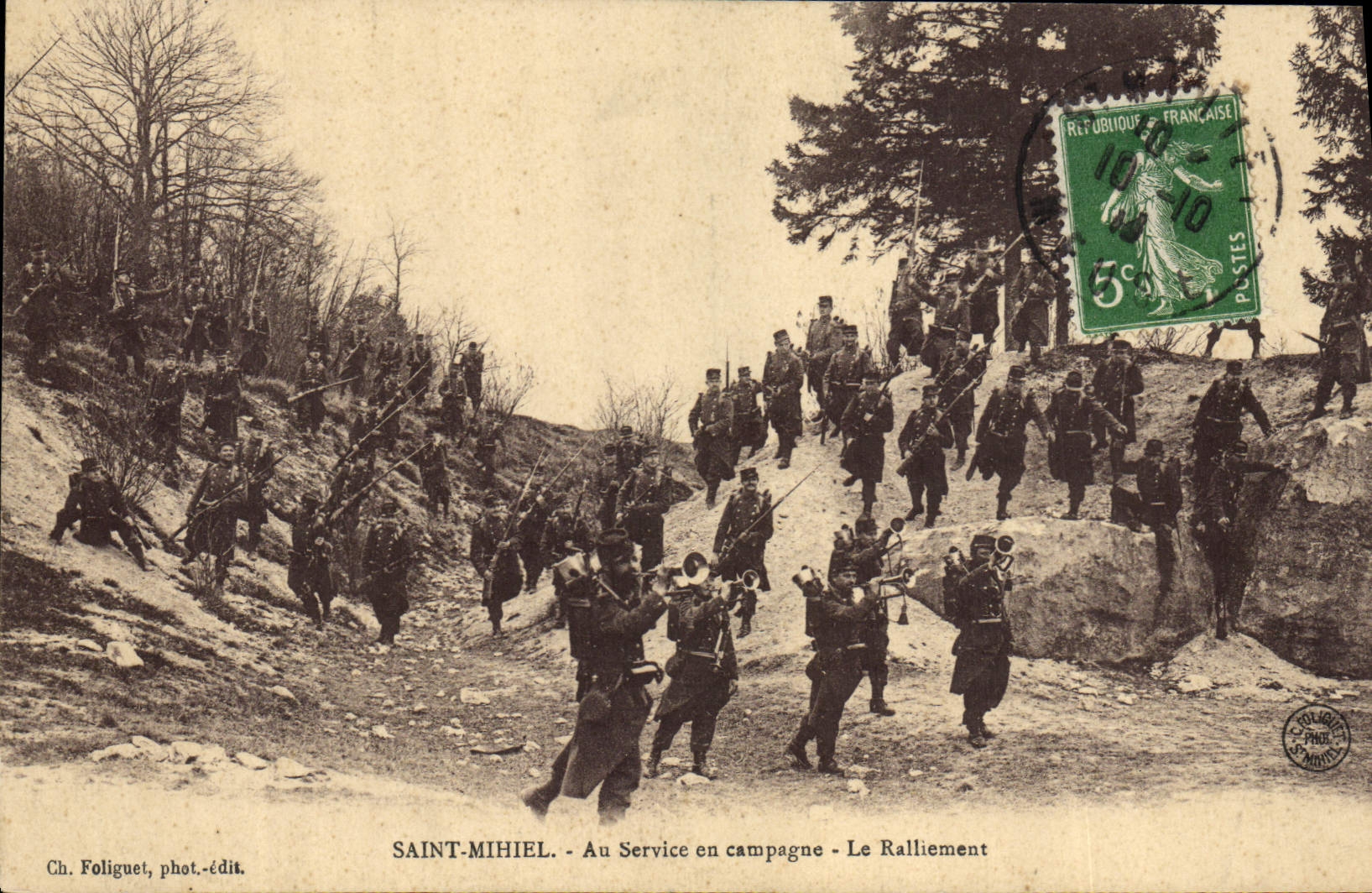 La POSTAL Militaria santo Mihiel de la VENDIMIA con el servicio adentro cambia de puesto la reunión