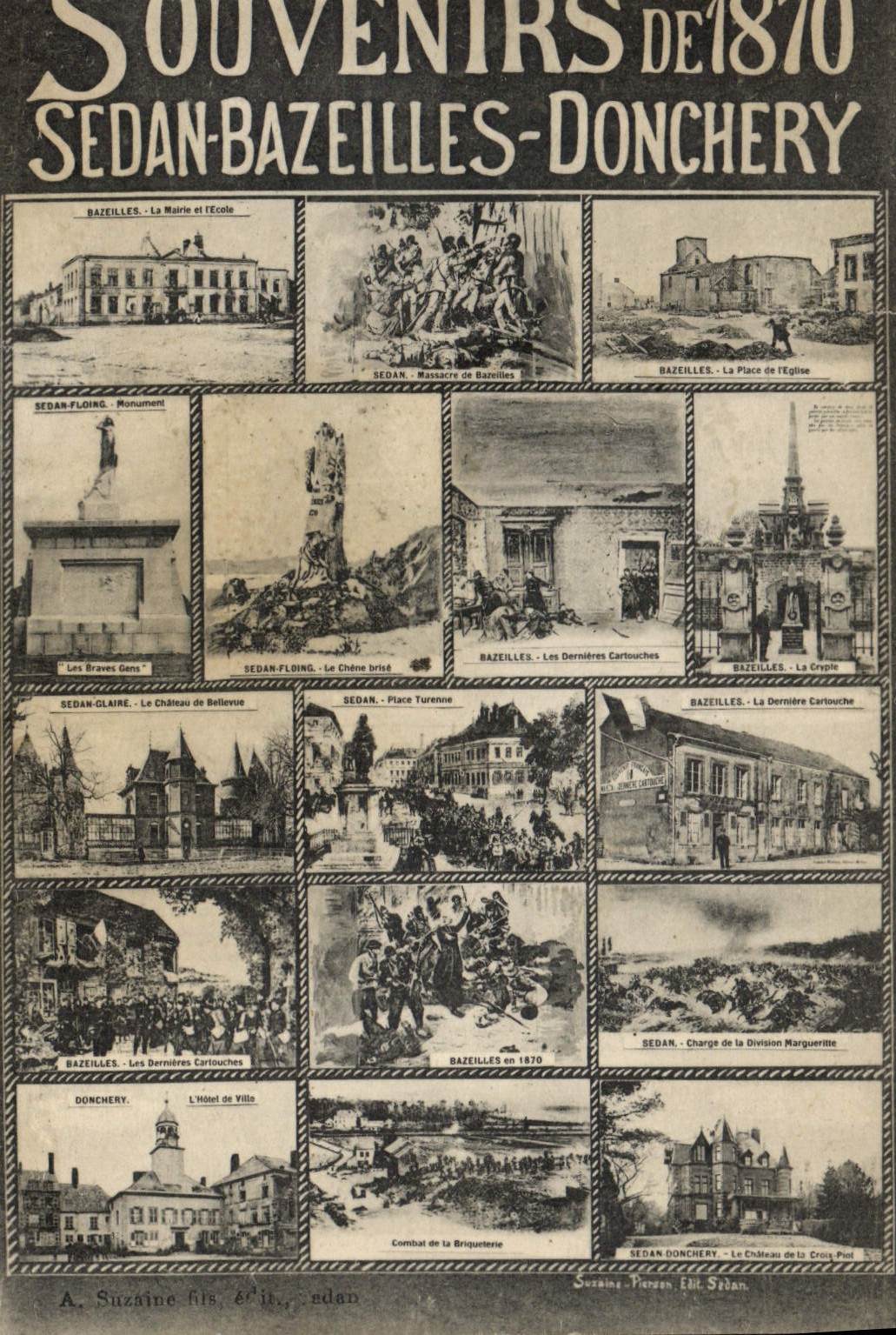 VINTAGE POSTCARD Militaria Souvenirs of 1870 Sedan Bazeilles Donchery