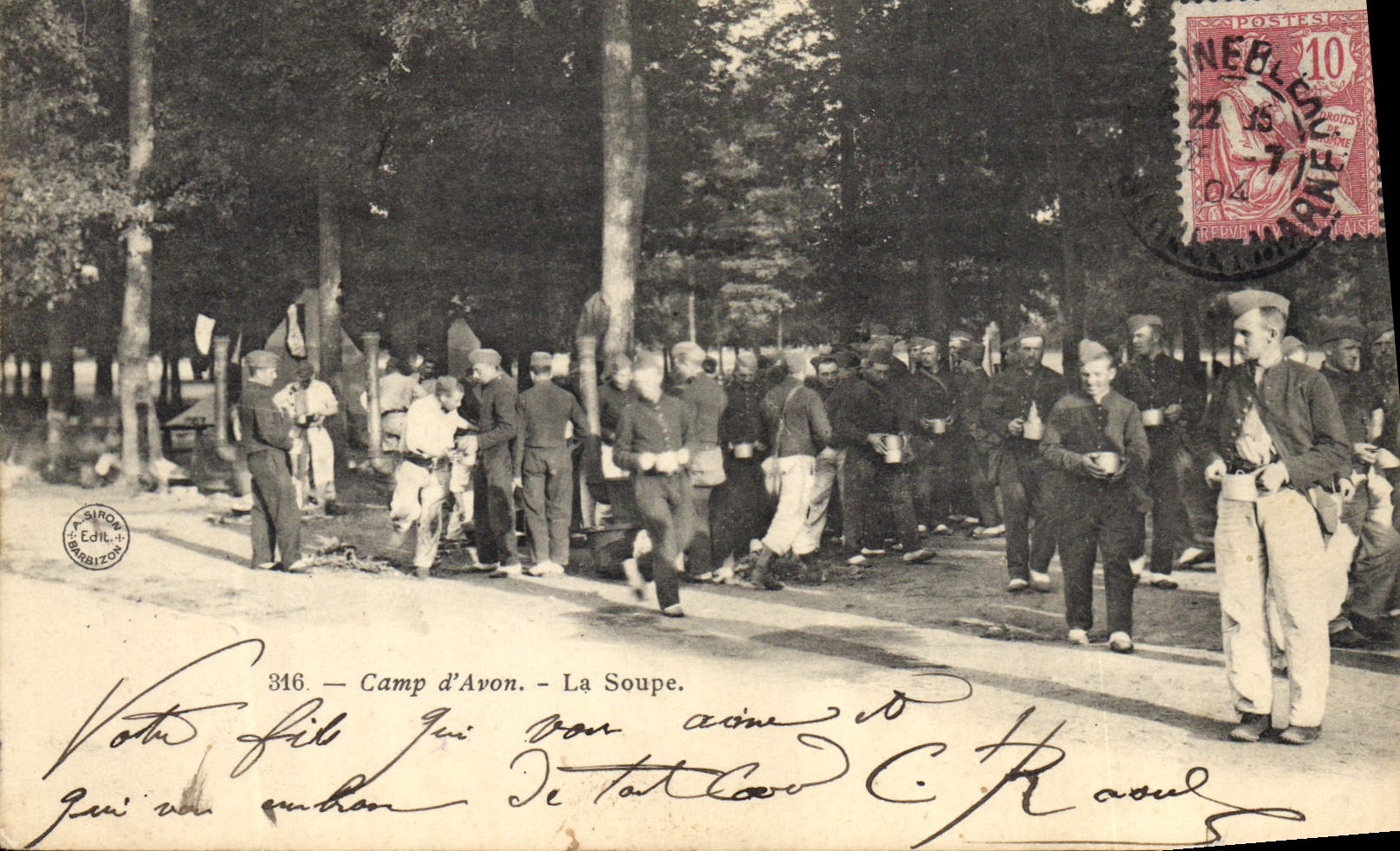 CPA Militaria Camp d'Avon la soupe 