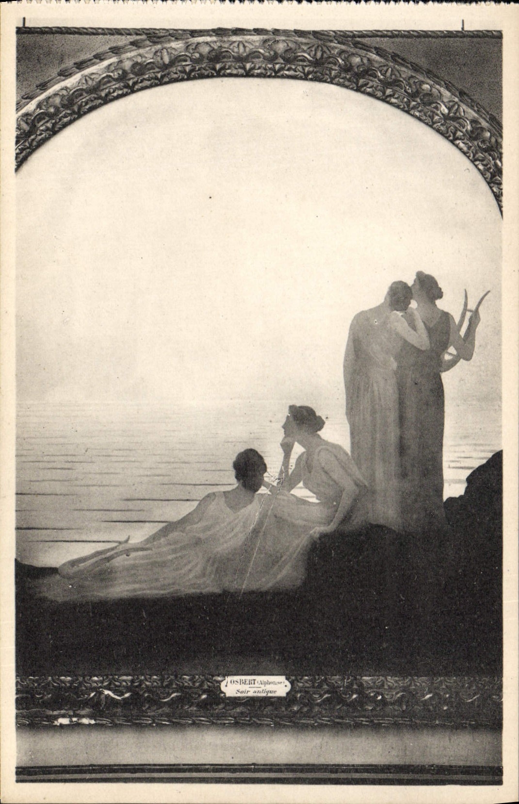 VINTAGE POSTCARD Palate of Beautiful arts of the Town of ancient Paris Evening Osbert