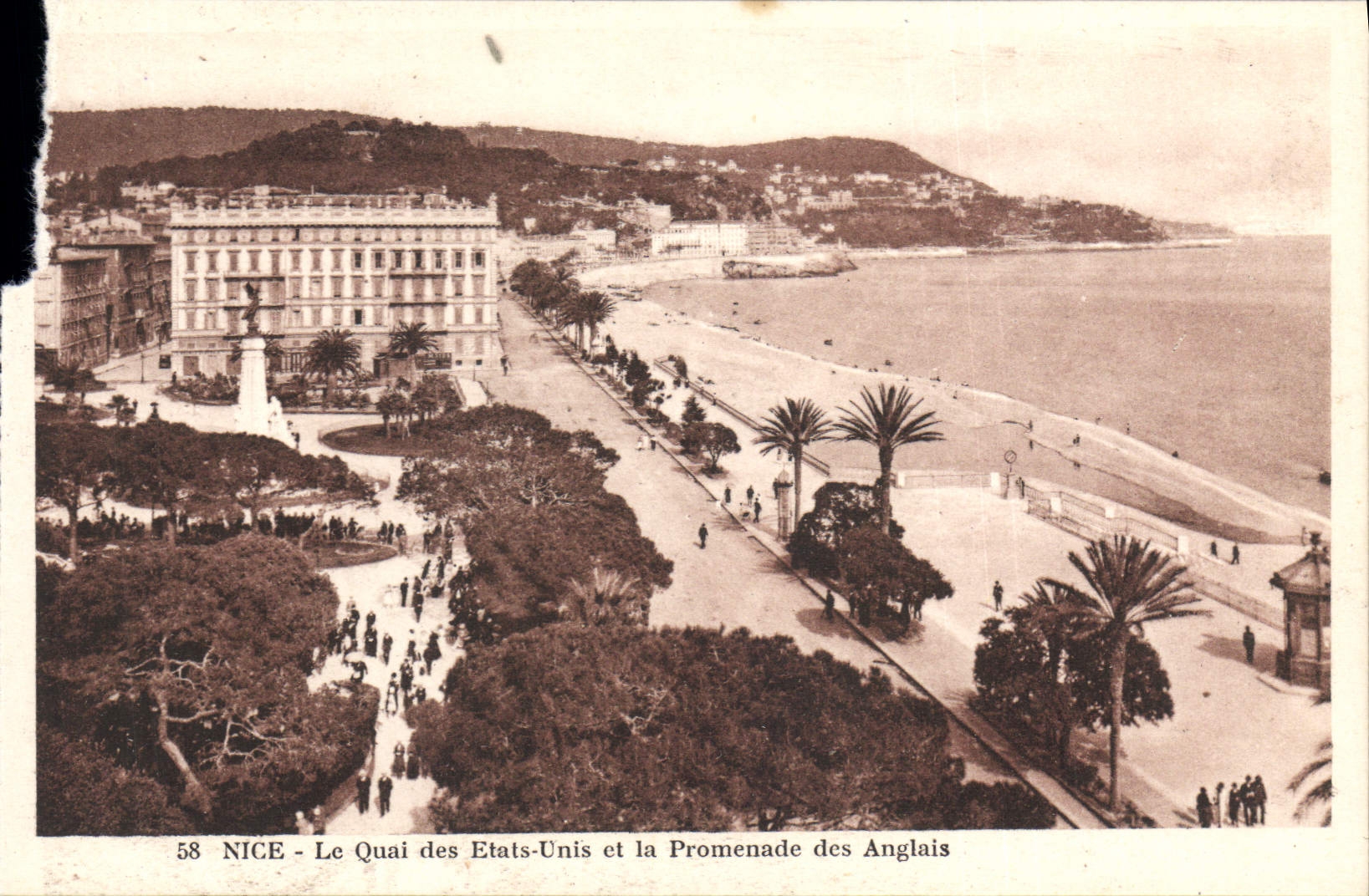 POSTAL de la VENDIMIA Niza los Estados Unidos Quay y la caminata del inglés