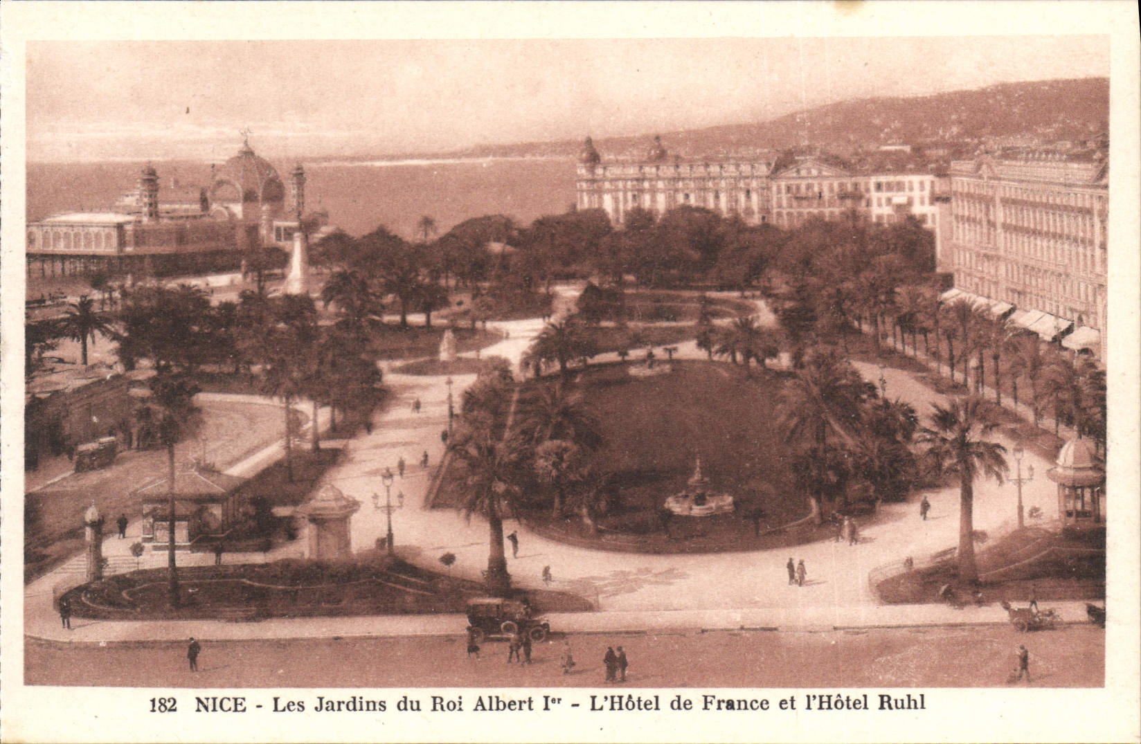 CPA Nice Les jardins du roi Albert 1er L'Hotel de France et l'Hotel Ruhl