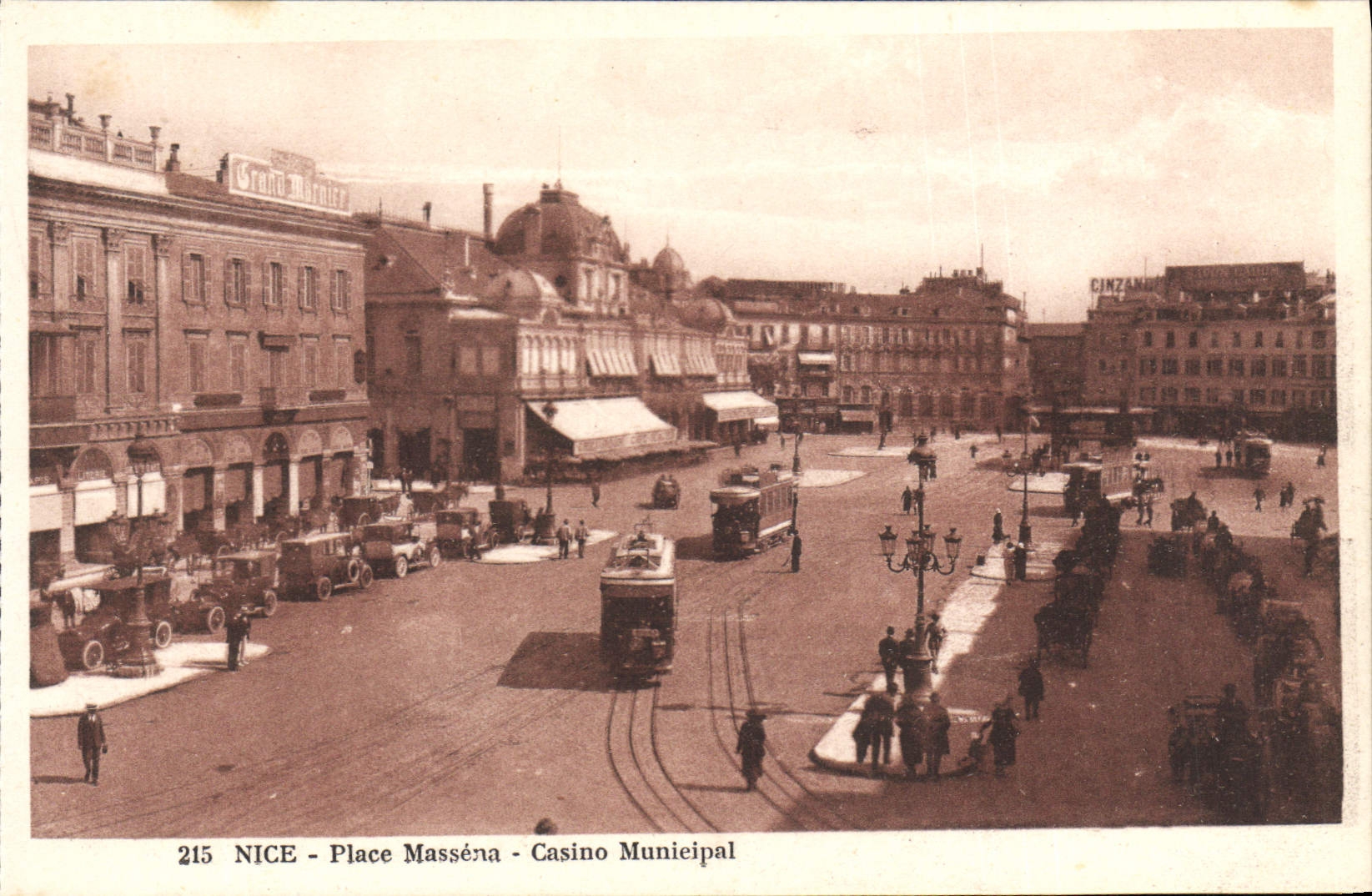CPA Nice Place Massena Casino municipal Tramways