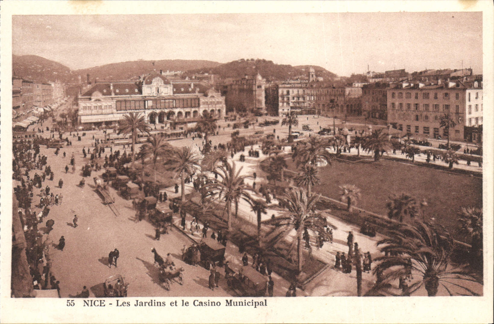 VINTAGE POSTCARD Nice Gardens and the municipal Casino