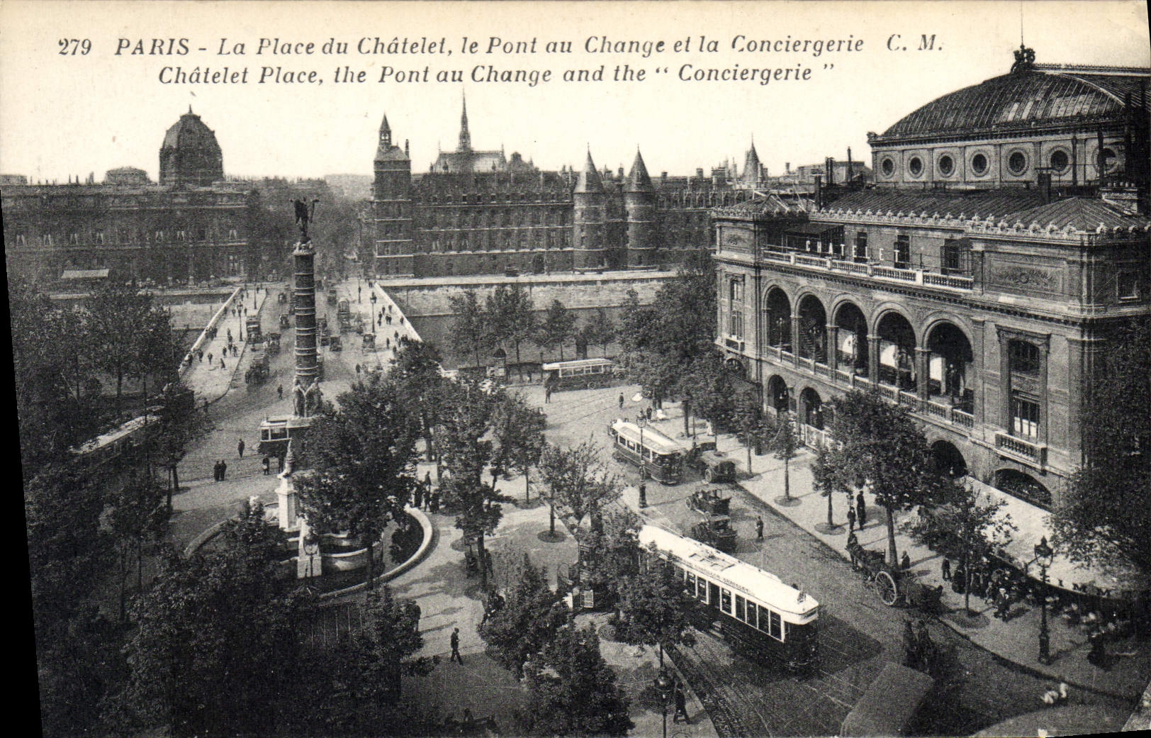 CPA Paris La Place du Chateau le Pont au Change et la Conciergerie