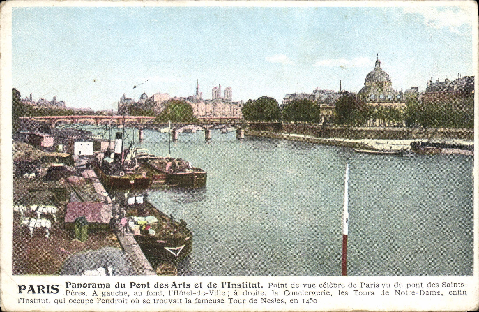 CPA Tour Paris Panorama du Pont des Arts et de l'Insitut