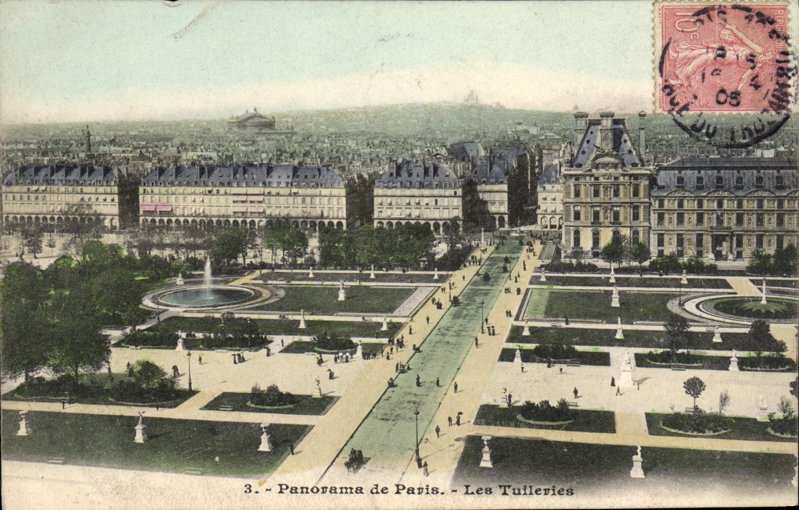 VINTAGE POSTCARD Panorama of Paris Tileries