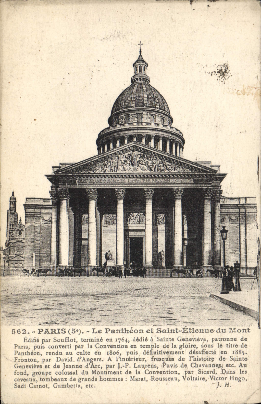 VINTAGE POSTCARD Paris the Pantheon and Saint Etienne