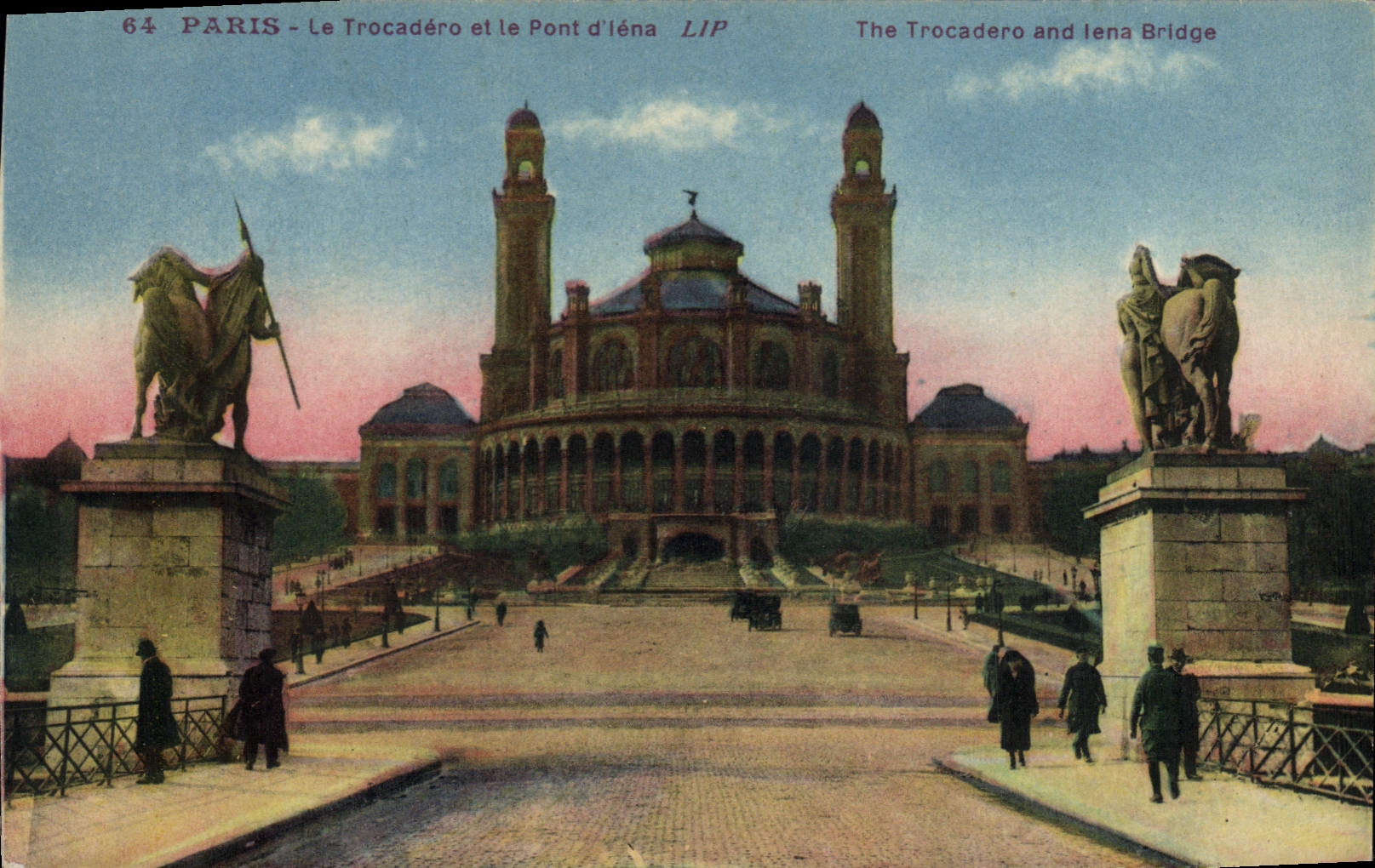 VINTAGE POSTCARD Paris Trocadero and the Bridge of Iena