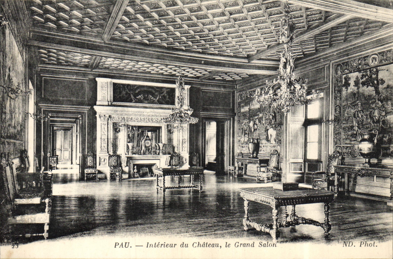 POSTAL Pau interior de la VENDIMIA del castillo la sala de estar grande