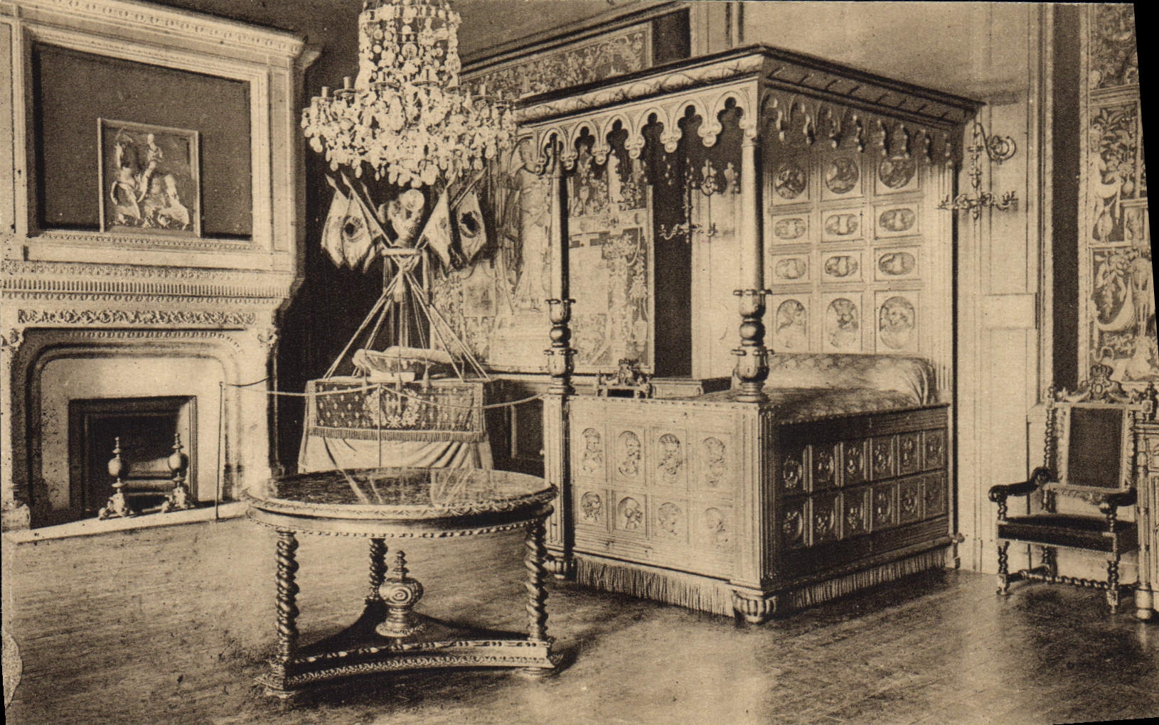 La POSTAL Pau de la VENDIMIA el cuarto de Enrique IV del castillo tiene que colocar a los reyes de Navarra conocida como Chambre Enrique IV