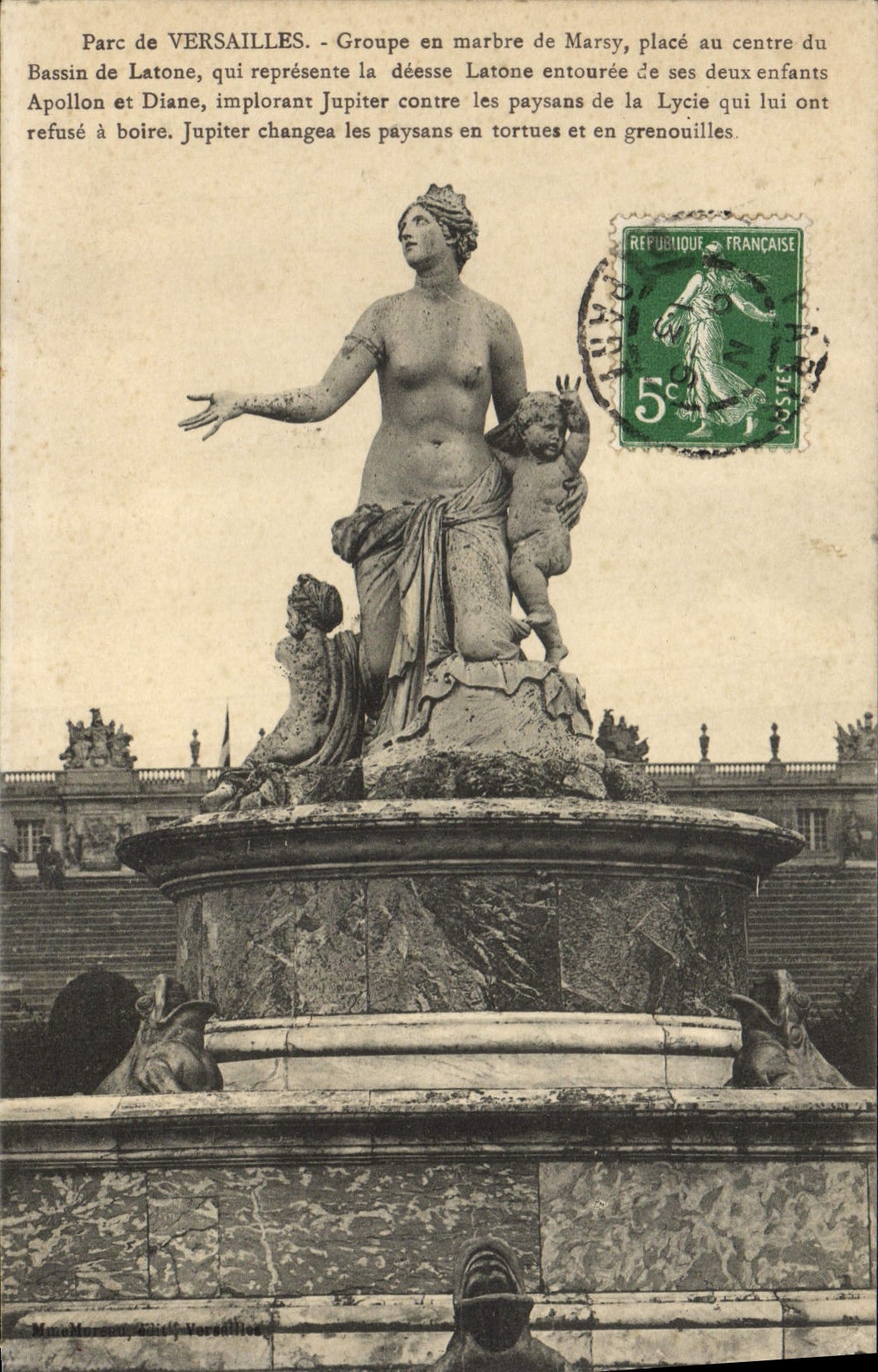 VINTAGE POSTCARD Palais Of Versailles Groups out of Marble of Marsy