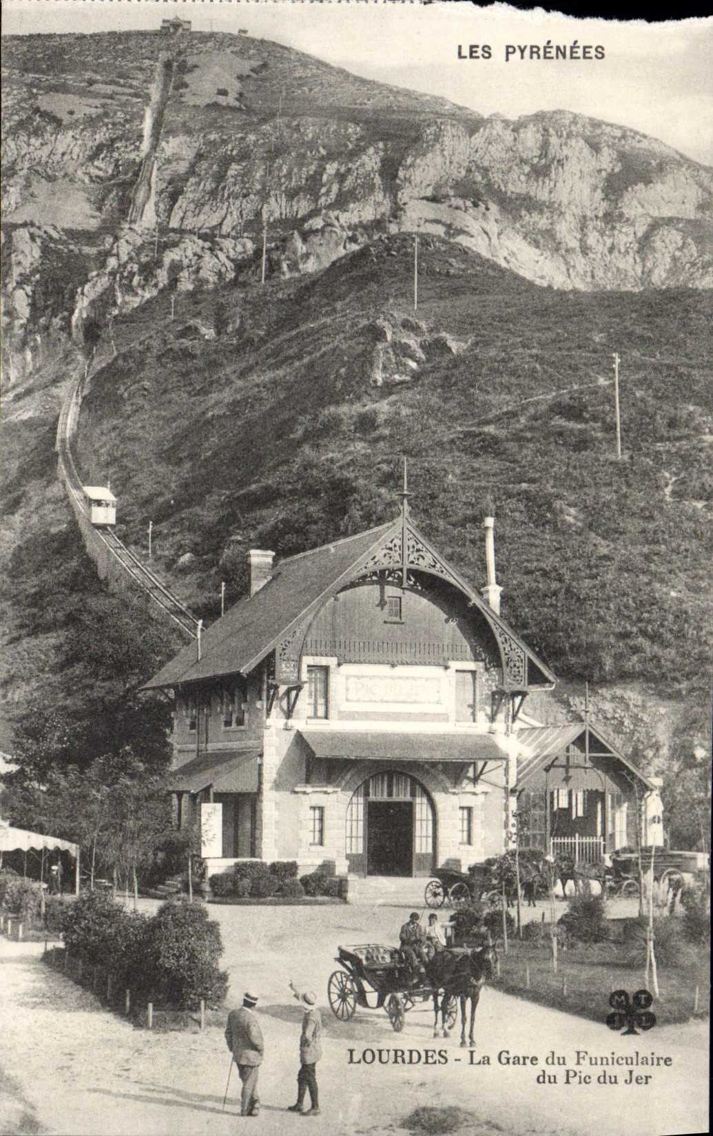 Estación de tren pesada de la POSTAL de la VENDIMIA del funicular del pico de Jer