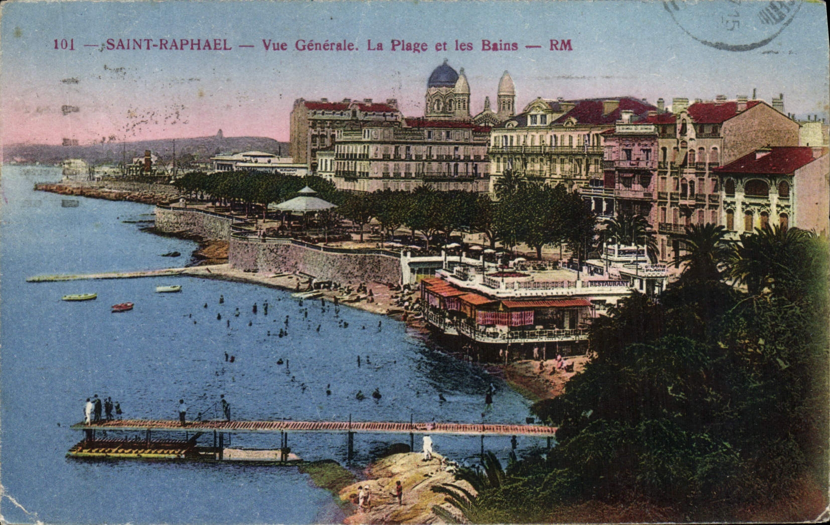 CPA Saint Raphael Vue Generale la Plage et les Bains