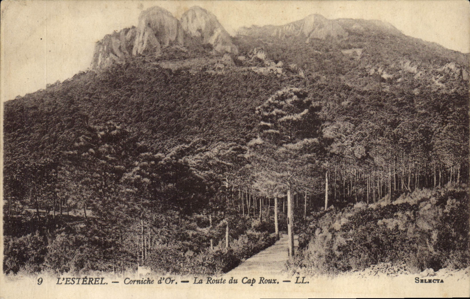 Cornisa de Esterel de la POSTAL de la VENDIMIA del oro el camino del cabo Russet-red