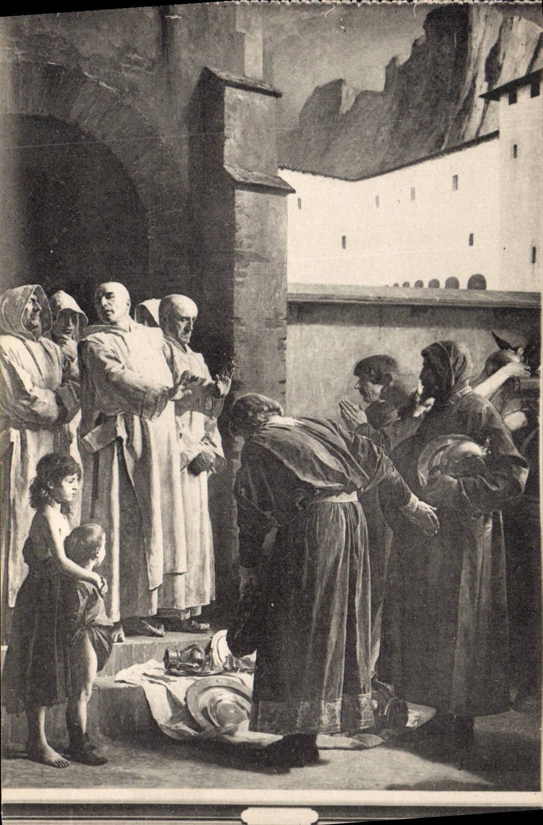 VINTAGE POSTCARD Palate Of Beautiful arts Of the Town Of Paris St Bruno refusing the present of the Count Roger Laurens