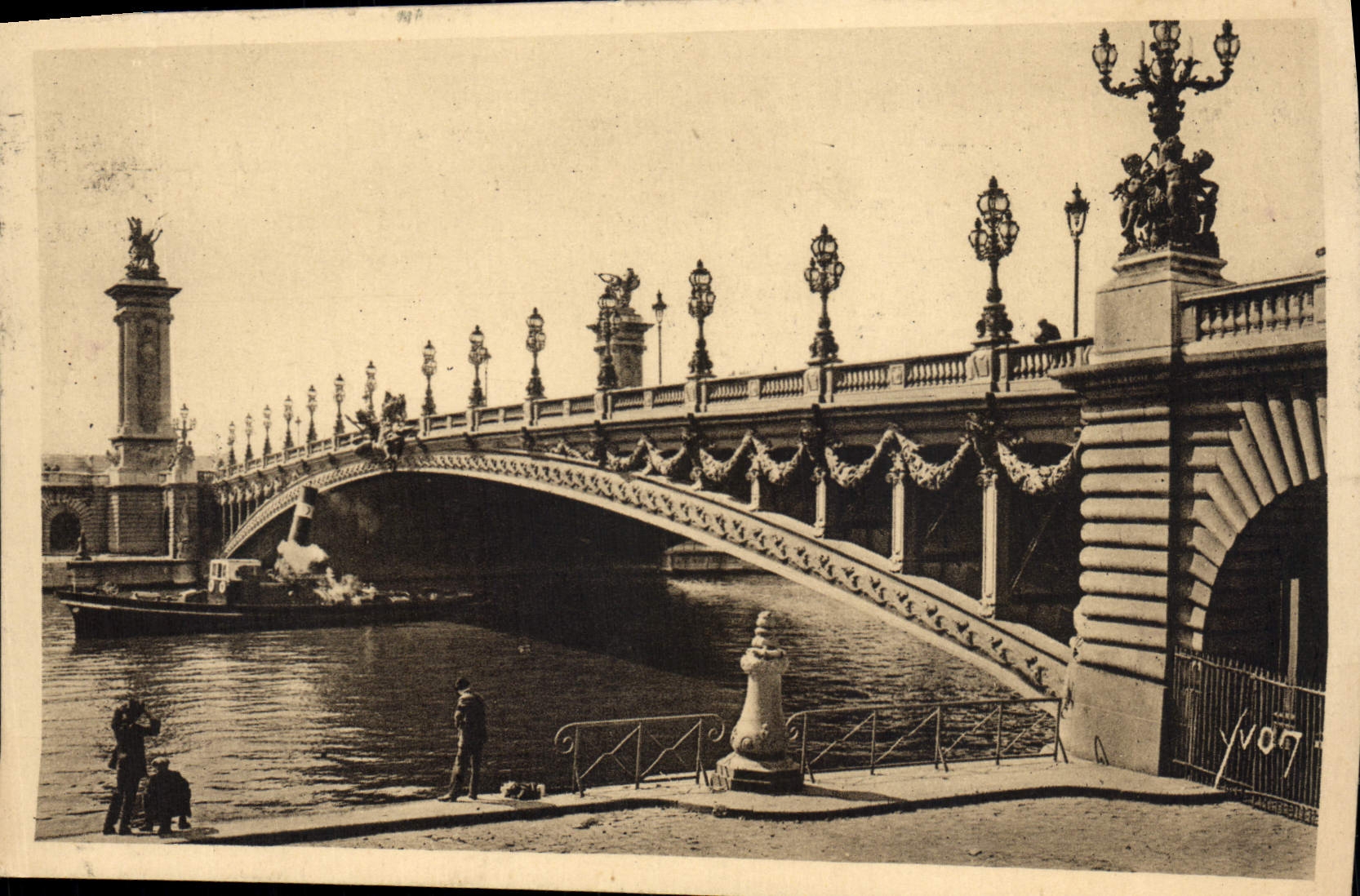 CPA Paris Pont Alexandre III Bateau