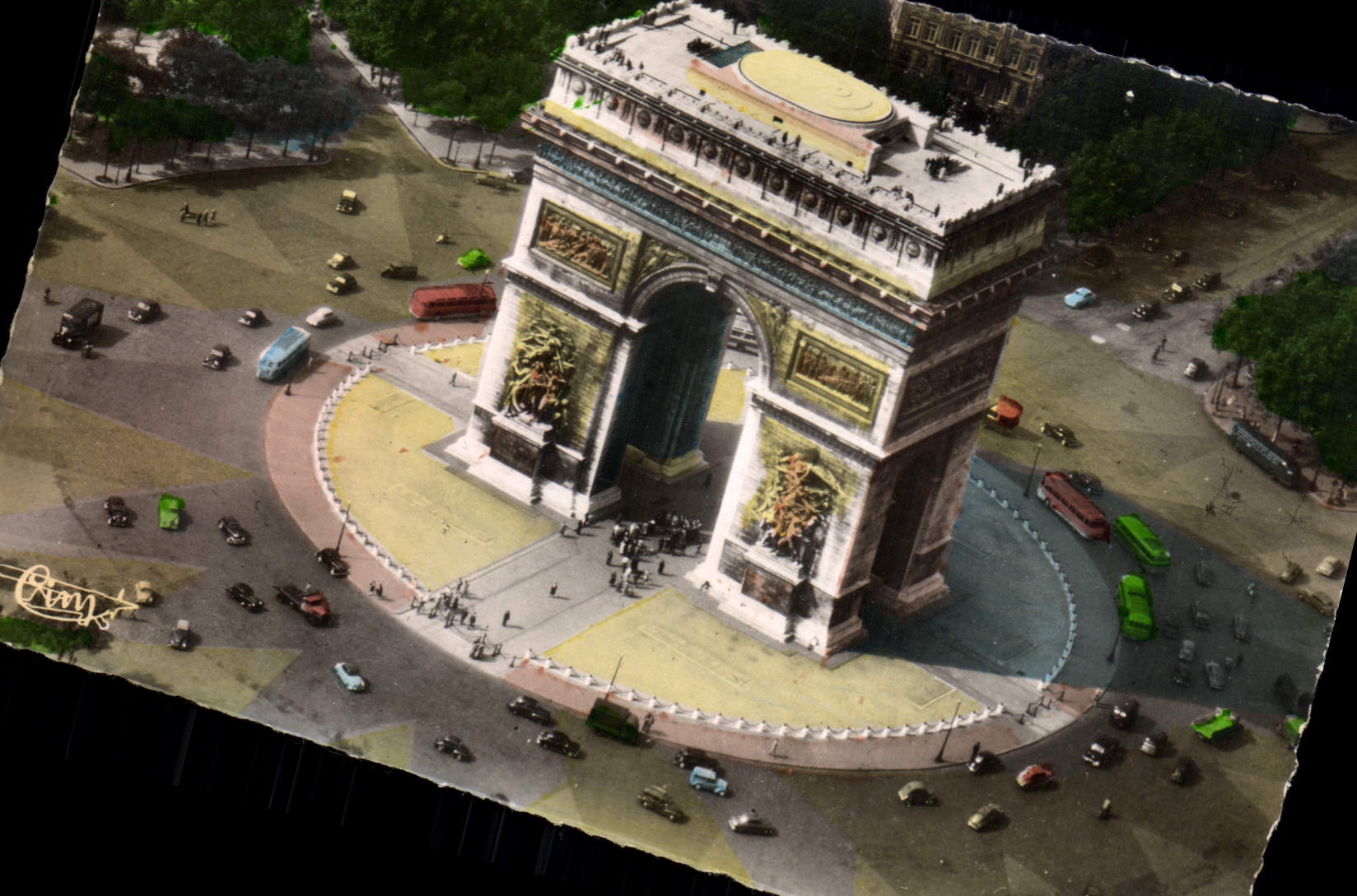 CPM Paris L'Arc De Triomphe Vue Aerienne