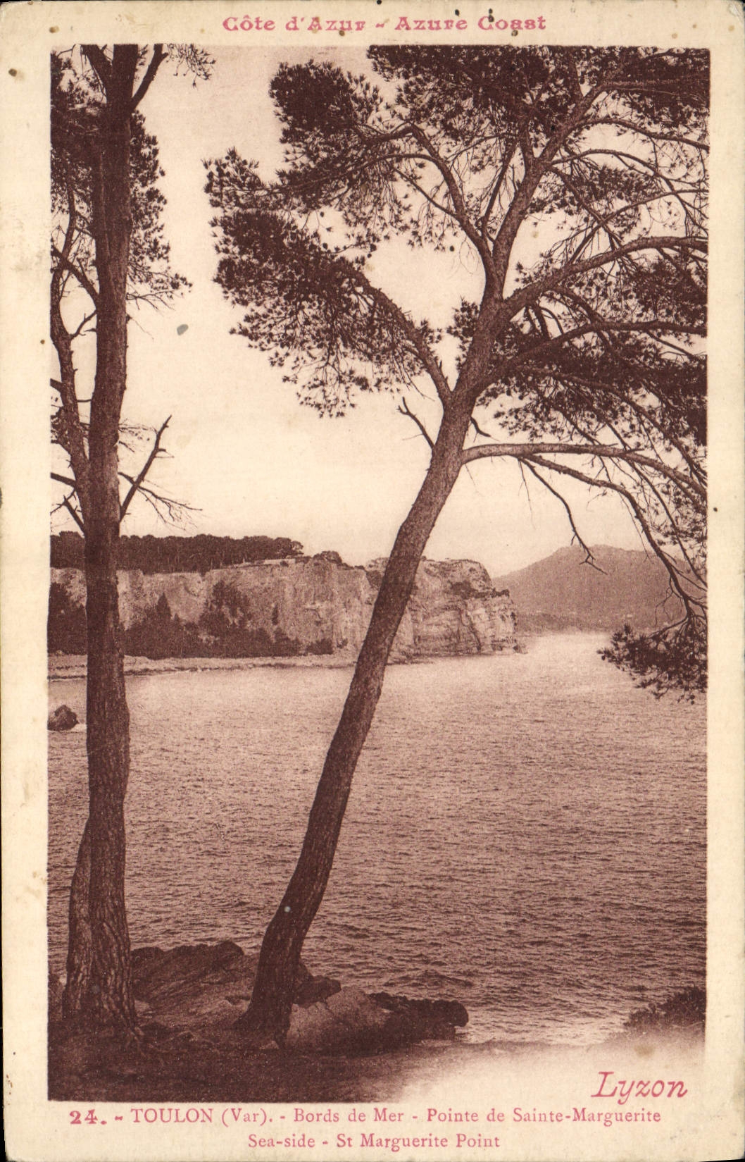 VINTAGE POSTCARD Toulon Seaside Top of Sainte Marguerite