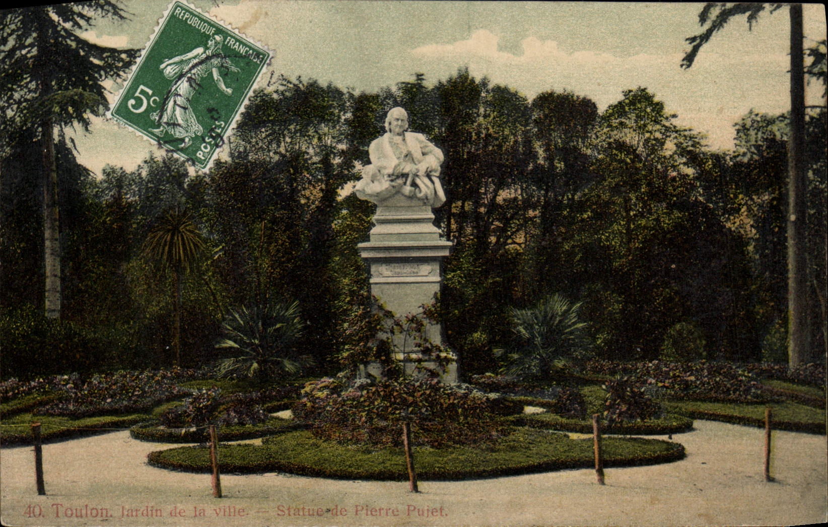VINTAGE POSTCARD Toulon Jardin of the city Rules of Pierre Pujet