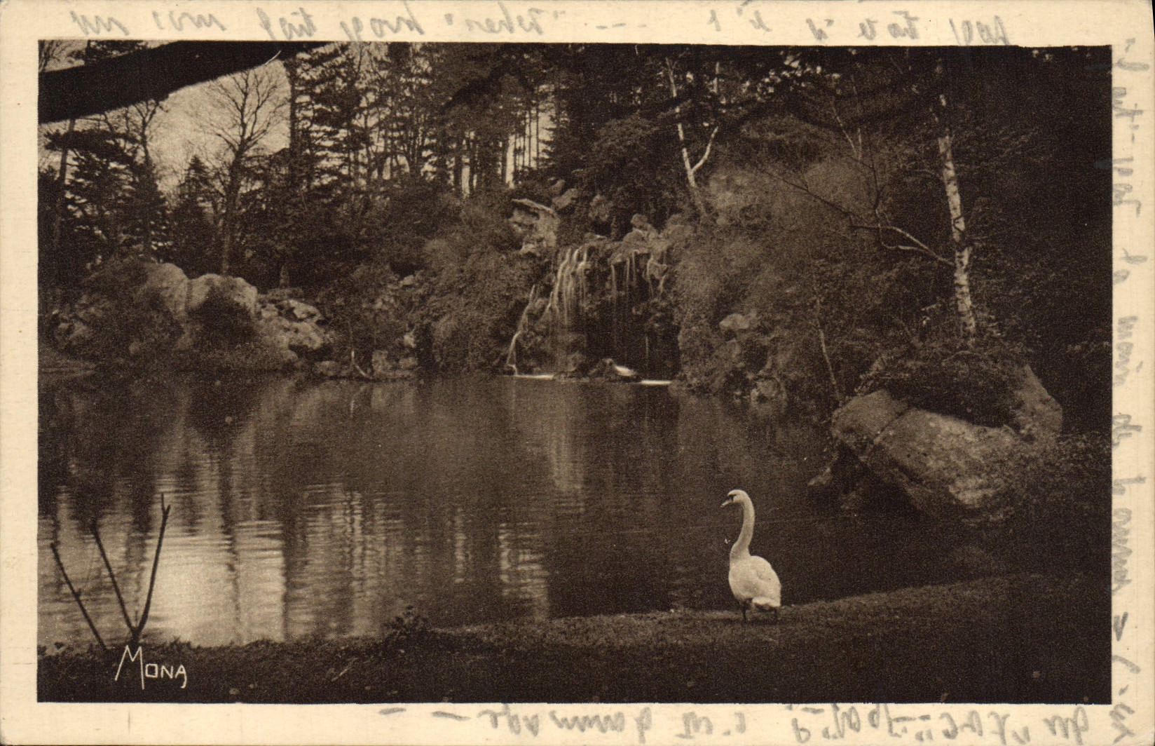 POSTAL París de la VENDIMIA con Wood De Boutagne la cascada de Longchamp